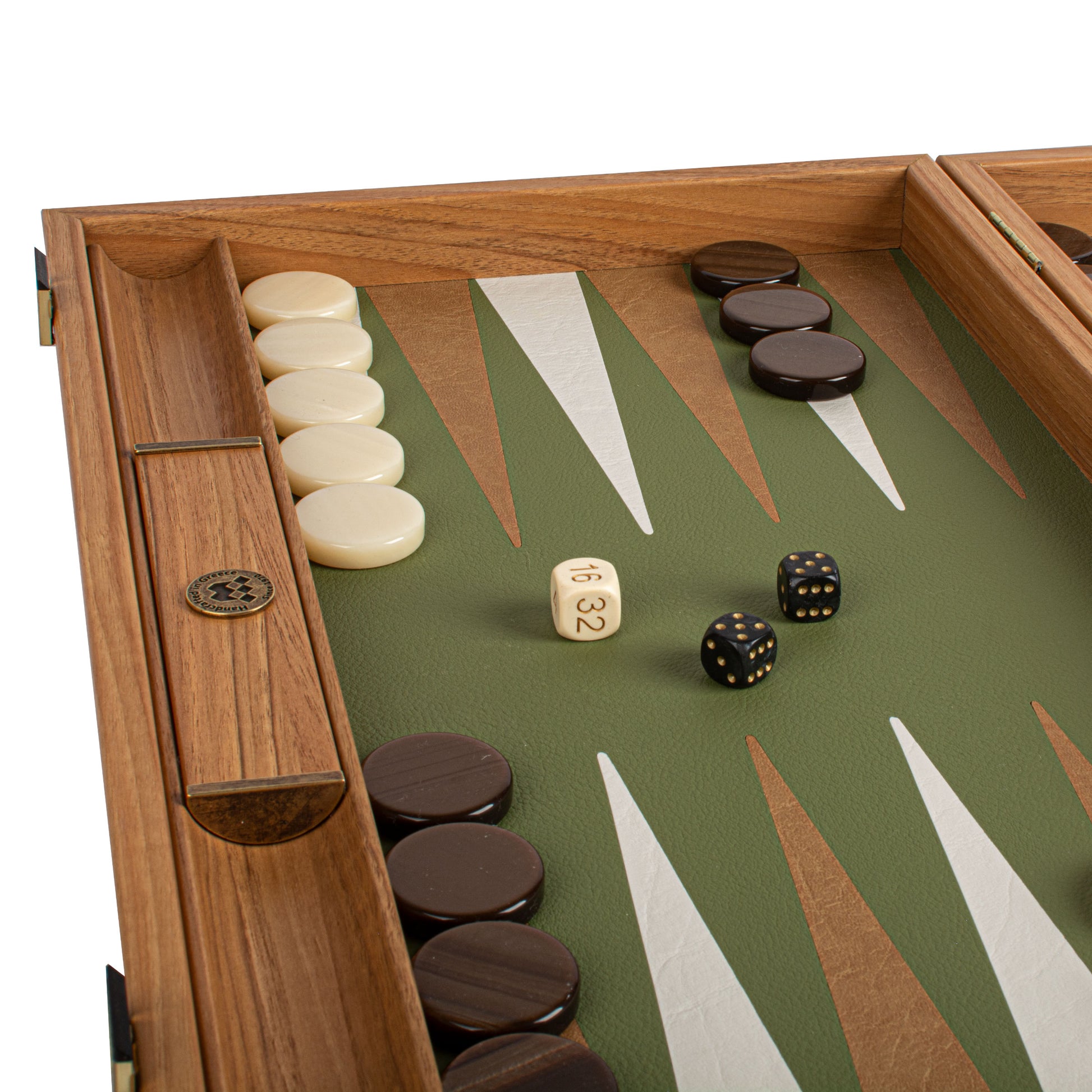 Premium Leatherette Forest Green Backgammon Set - Premium Backgammon from MANOPOULOS Chess & Backgammon - Just €186! Shop now at MANOPOULOS Chess & Backgammon