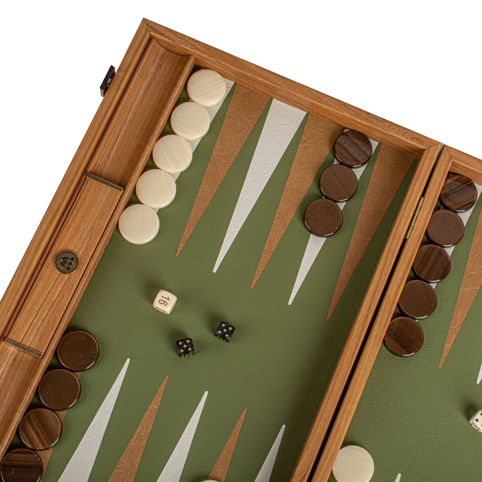 Premium Leatherette Forest Green Backgammon Set - Premium Backgammon from MANOPOULOS Chess & Backgammon - Just €186! Shop now at MANOPOULOS Chess & Backgammon