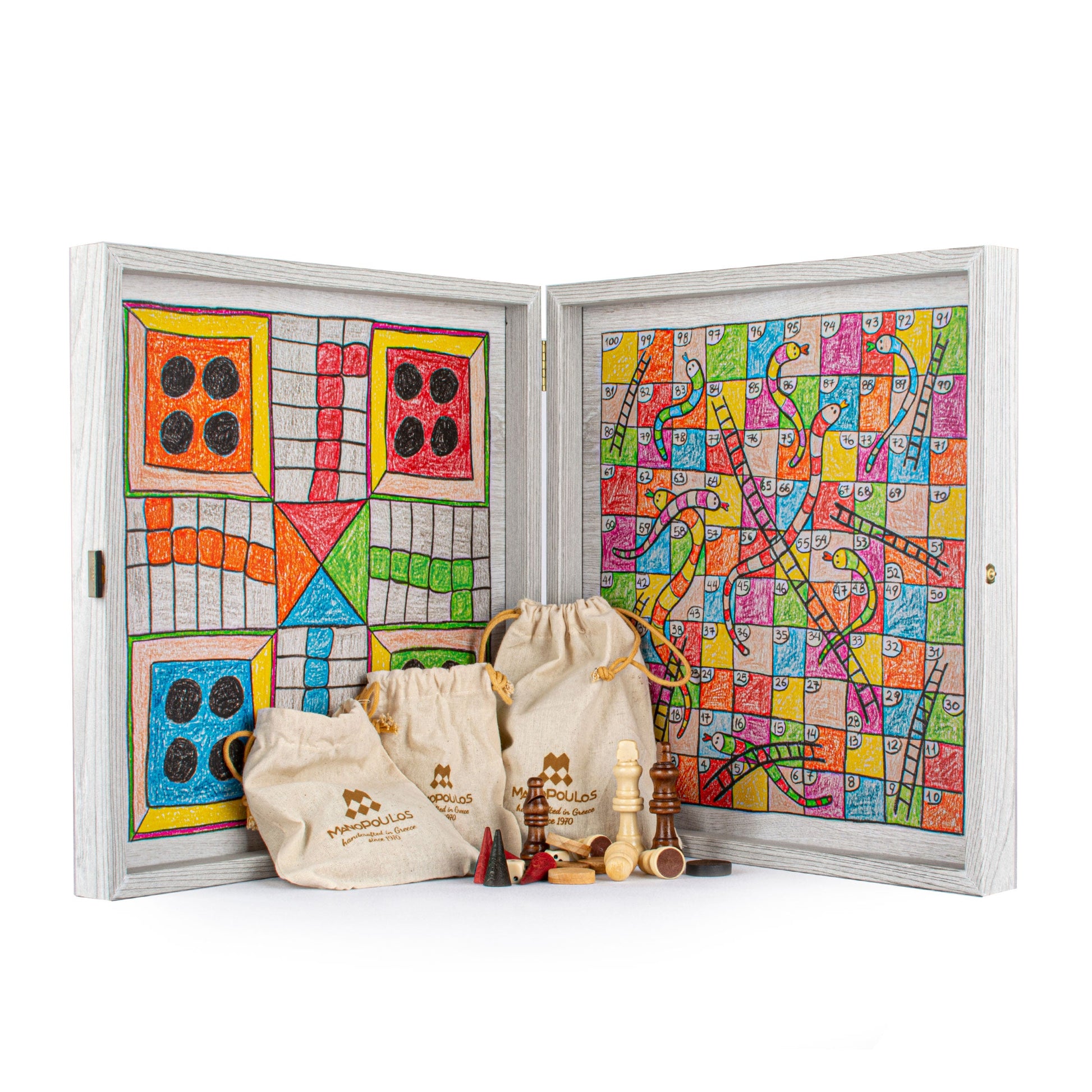 Childrens Freehand Colored Drawing 4-in-1 Combo Game Set: Chess, Backgammon, Ludo & Snakes - Premium Combo Games from MANOPOULOS Chess & Backgammon - Just €76! Shop now at MANOPOULOS Chess & Backgammon