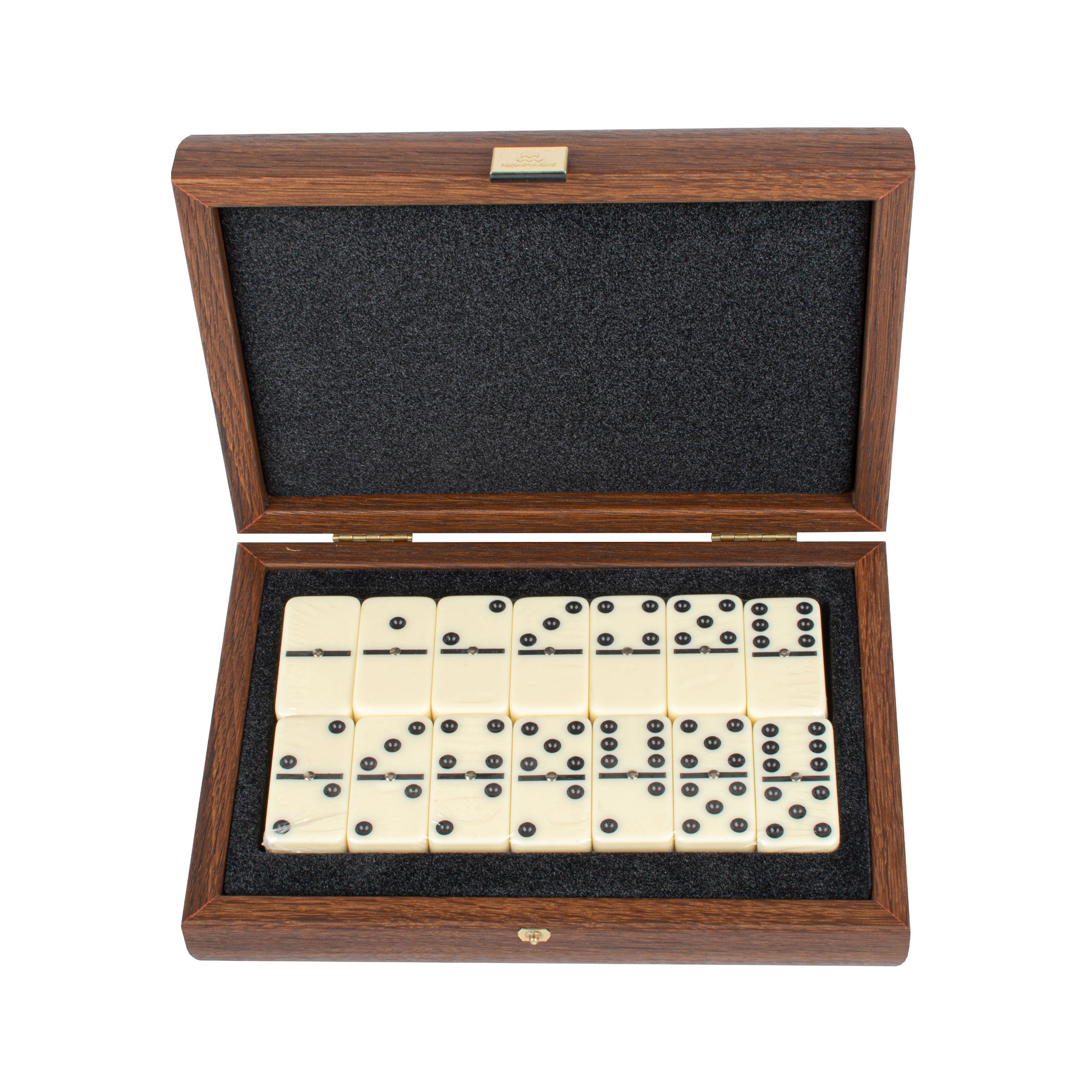 Handcrafted Domino Set in Brown Leather Ostrich Tote with Wooden Case - Premium Dominoes from MANOPOULOS Chess & Backgammon - Just €62.50! Shop now at MANOPOULOS Chess & Backgammon