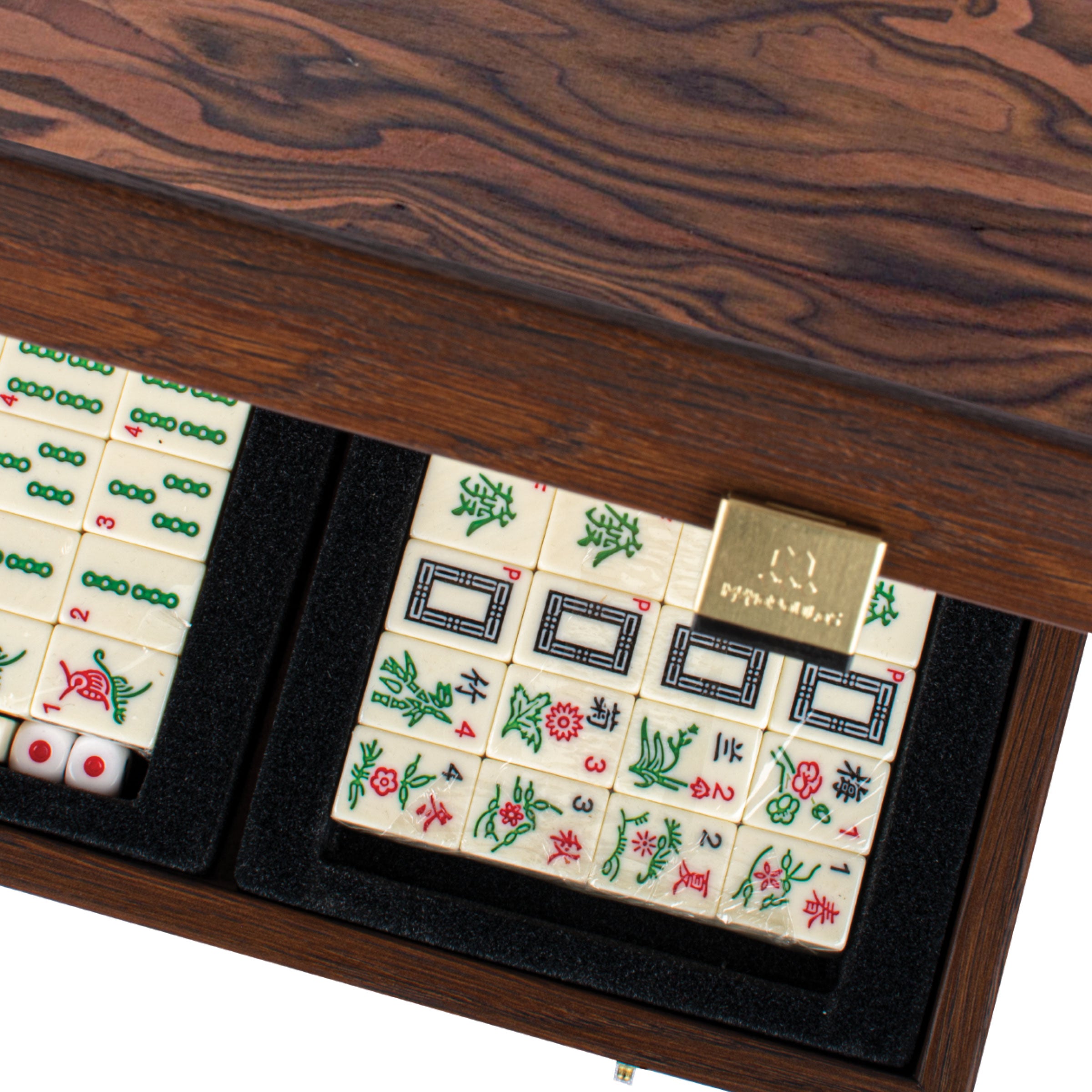 Luxury Mahjong Tiles Set in California Walnut Burl Case