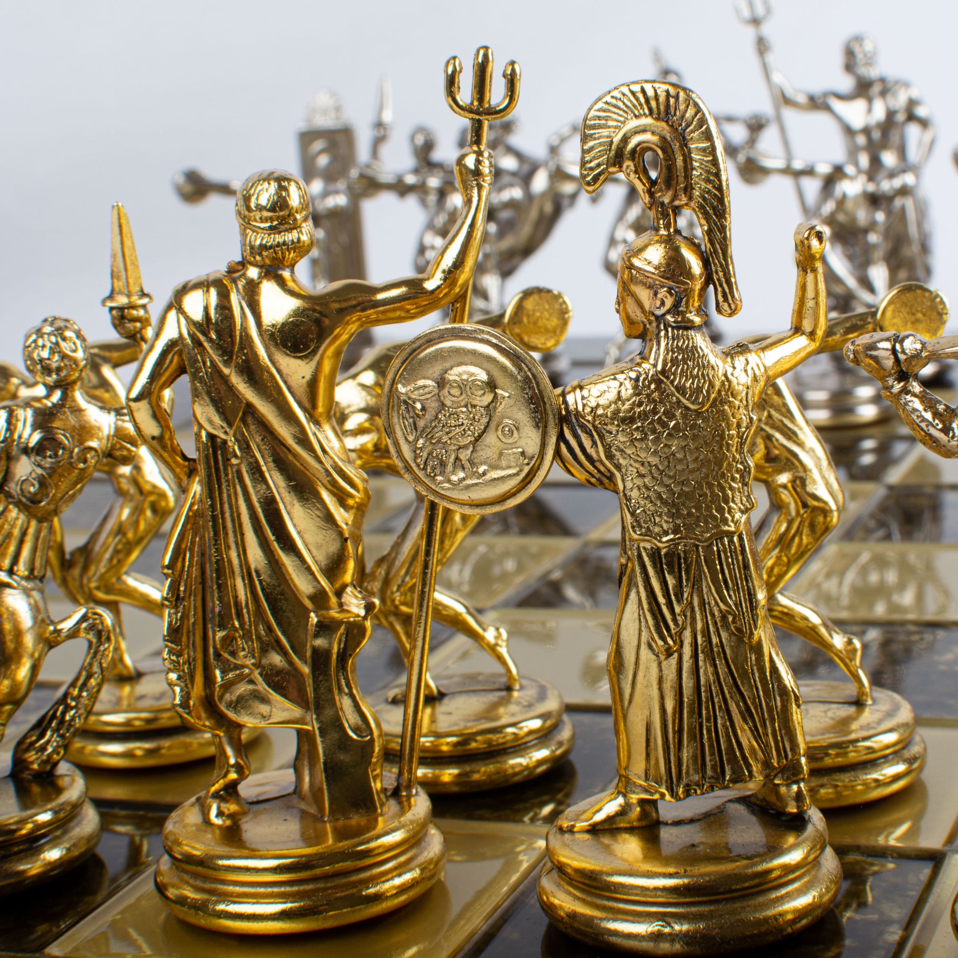 Manopoulos Greek Mythology Chess Set - Blue&Copper - Wooden Case Blue Board Manopoulos Greek Mythology Chess Set - Blue&Copper - Wooden Case Blue Board