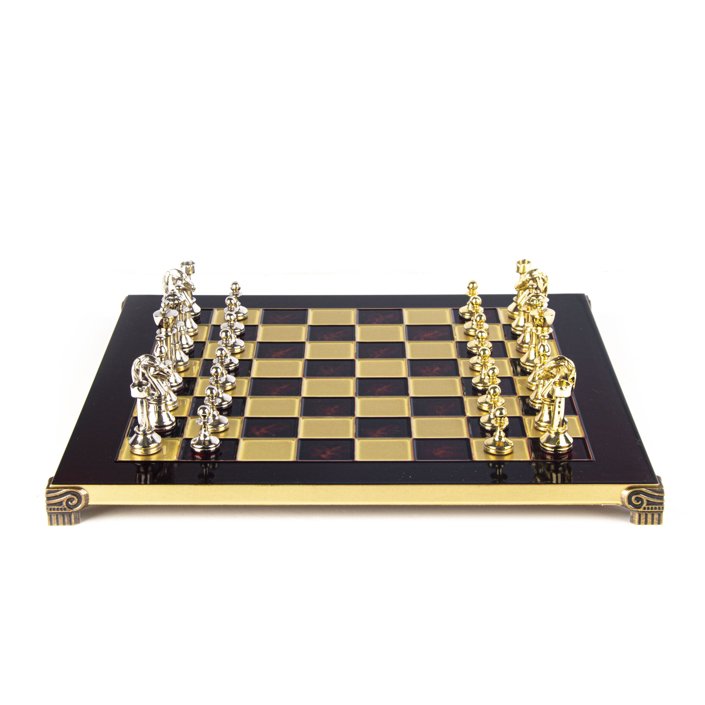 Handcrafted Classic Metal Staunton Chess Set with Gold and Silver Chessmen (Medium)