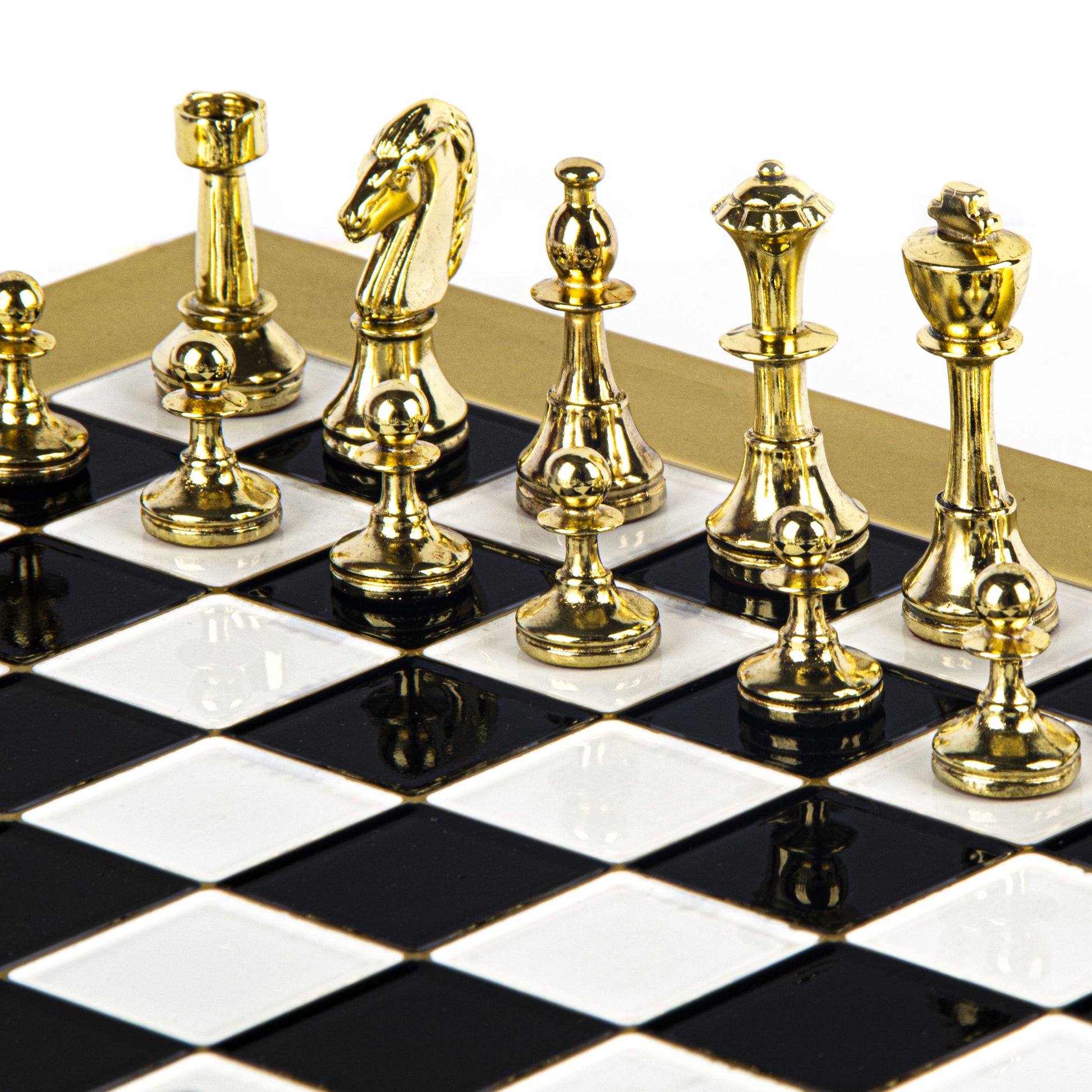 Handcrafted Classic Metal Staunton Chess Set with Gold and Silver Chessmen (Medium) - Premium Chess from MANOPOULOS Chess & Backgammon - Just €222.60! Shop now at MANOPOULOS Chess & Backgammon