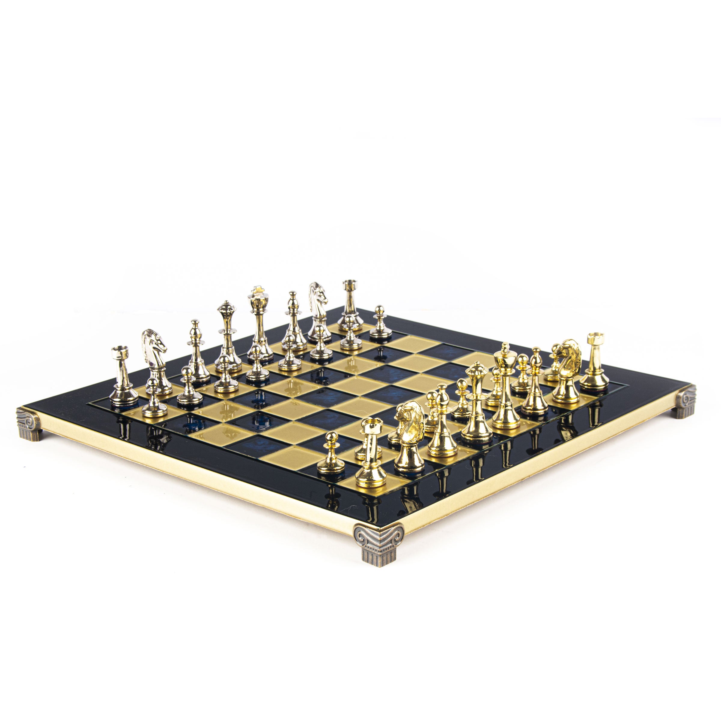 Handcrafted Classic Metal Staunton Chess Set with Gold and Silver Chessmen (Medium) - Premium Chess from MANOPOULOS Chess & Backgammon - Just €222.60! Shop now at MANOPOULOS Chess & Backgammon