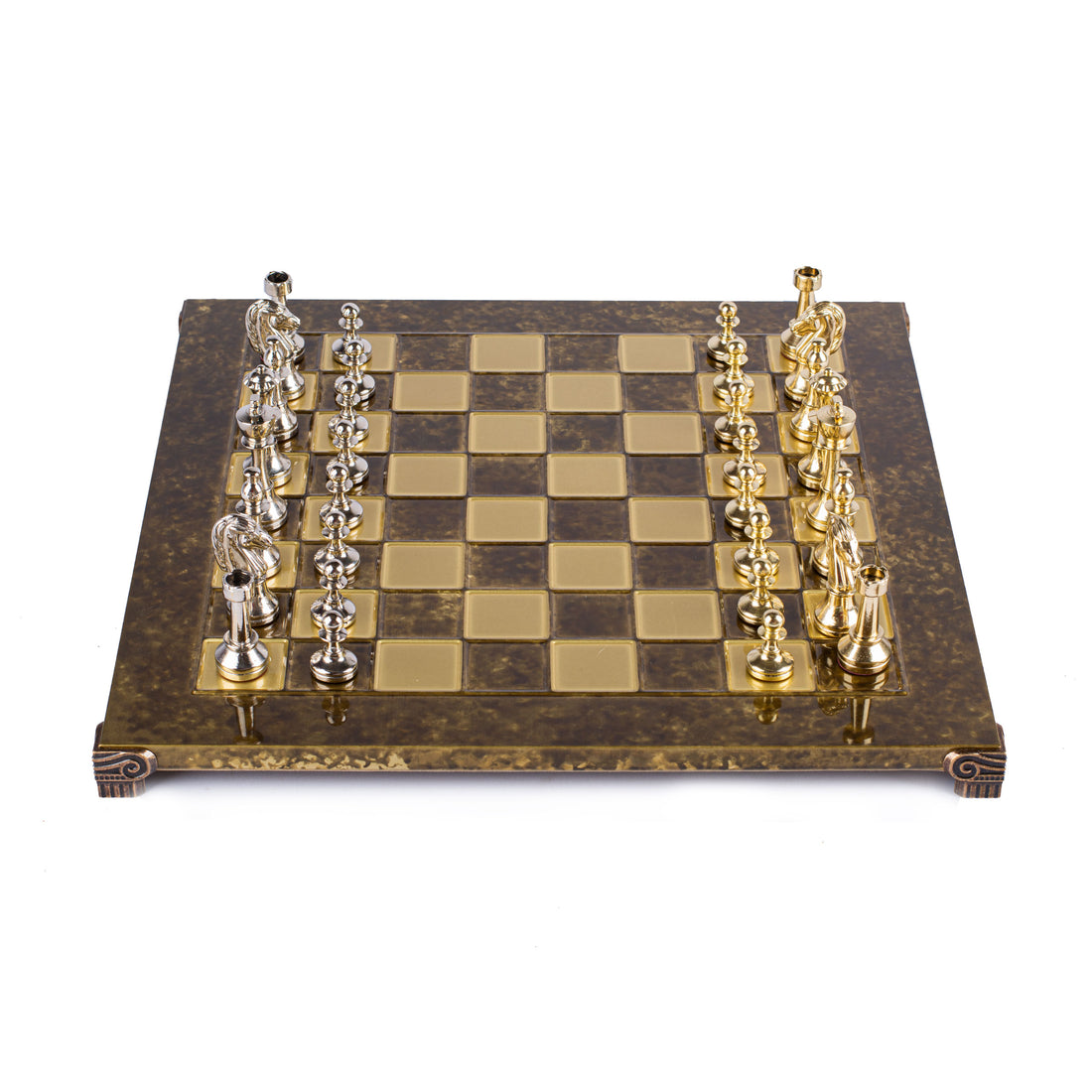 Handcrafted Classic Metal Staunton Chess Set with Gold and Silver Chessmen (Medium) - Premium Chess from MANOPOULOS Chess & Backgammon - Just €222! Shop now at MANOPOULOS Chess & Backgammon