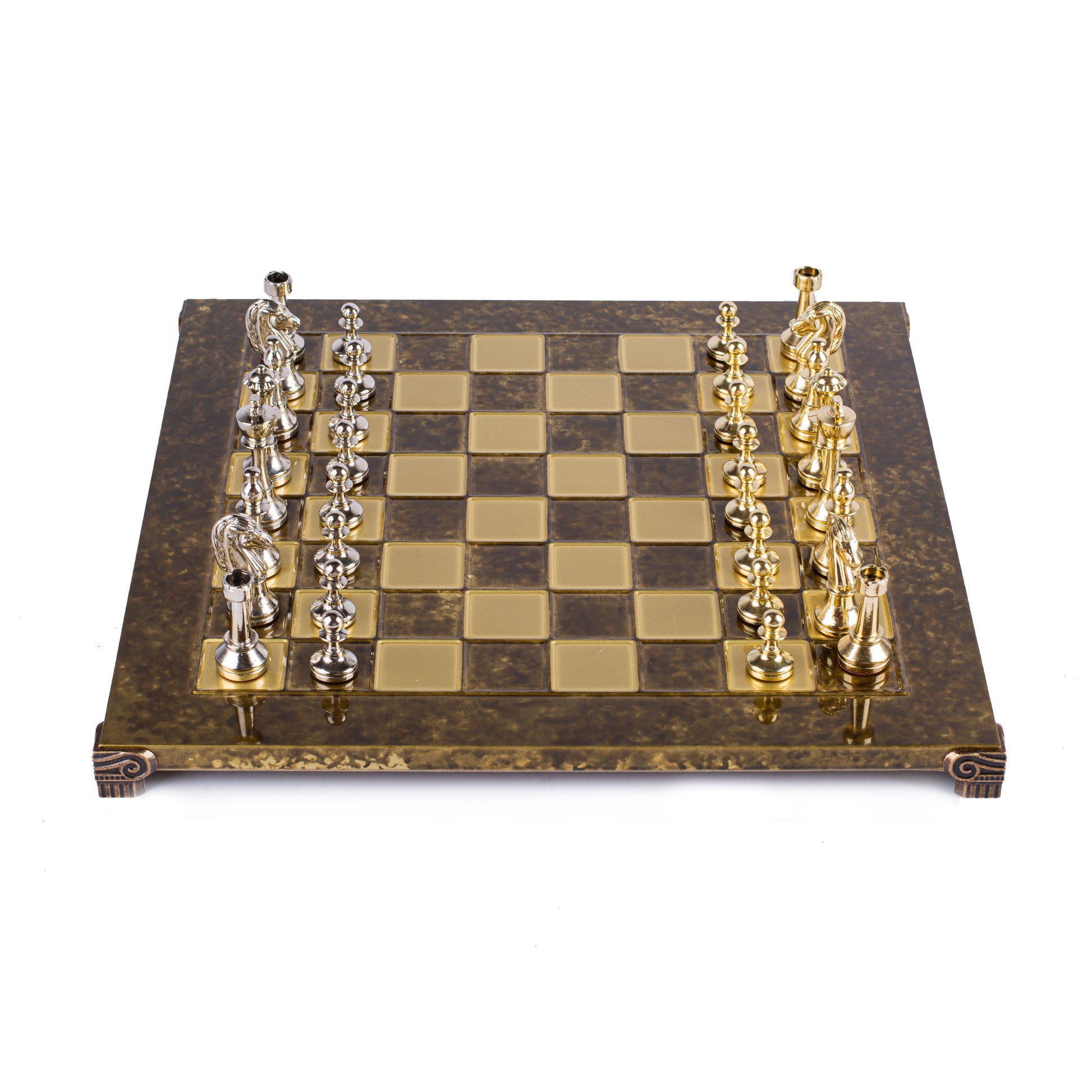 Handcrafted Classic Metal Staunton Chess Set with Gold and Silver Chessmen (Medium) - Premium Chess from MANOPOULOS Chess & Backgammon - Just €222! Shop now at MANOPOULOS Chess & Backgammon