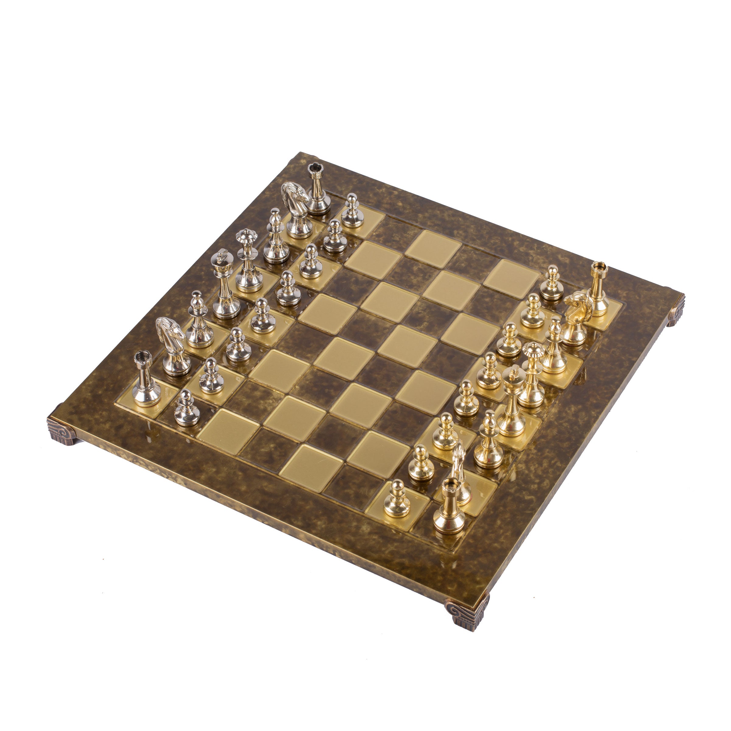 Handcrafted Classic Metal Staunton Chess Set with Gold and Silver Chessmen (Medium) - Premium Chess from MANOPOULOS Chess & Backgammon - Just €222! Shop now at MANOPOULOS Chess & Backgammon