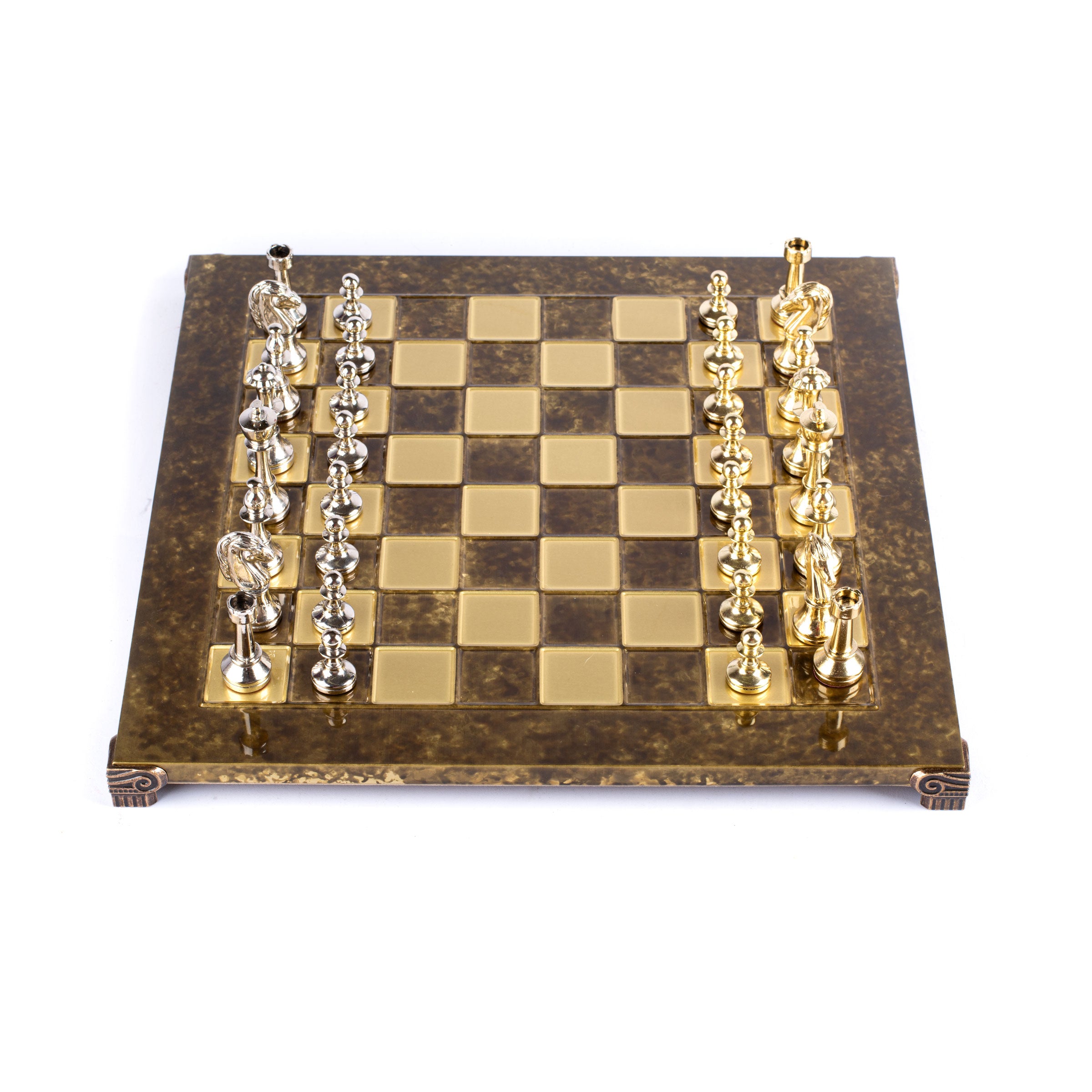 Handcrafted Classic Metal Staunton Chess Set with Gold and Silver Chessmen (Medium) - Premium Chess from MANOPOULOS Chess & Backgammon - Just €222! Shop now at MANOPOULOS Chess & Backgammon