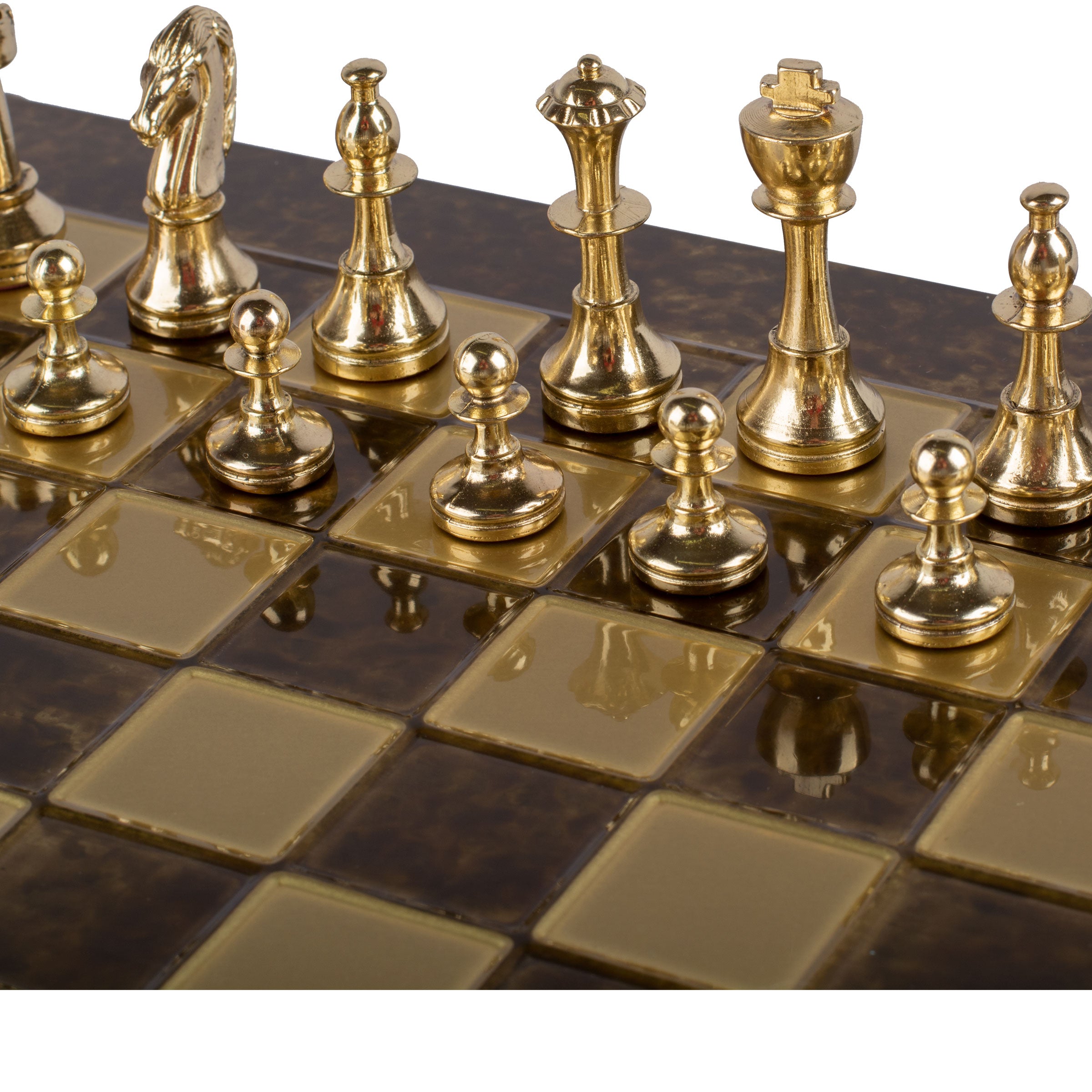 Handcrafted Classic Metal Staunton Chess Set with Gold and Silver Chessmen (Medium) - Premium Chess from MANOPOULOS Chess & Backgammon - Just €222! Shop now at MANOPOULOS Chess & Backgammon