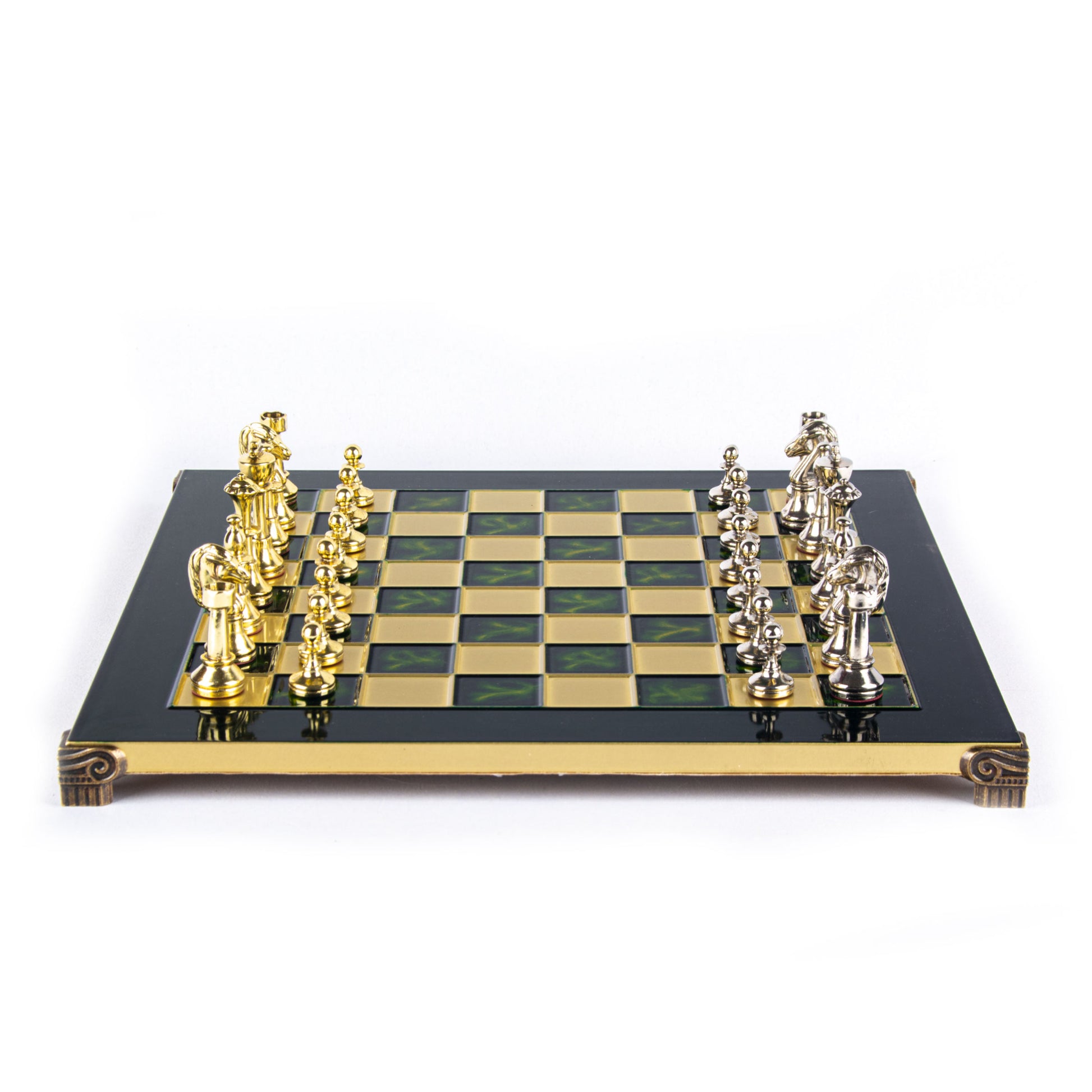 Handcrafted Classic Metal Staunton Chess Set with Gold and Silver Chessmen (Medium) - Premium Chess from MANOPOULOS Chess & Backgammon - Just €222.60! Shop now at MANOPOULOS Chess & Backgammon
