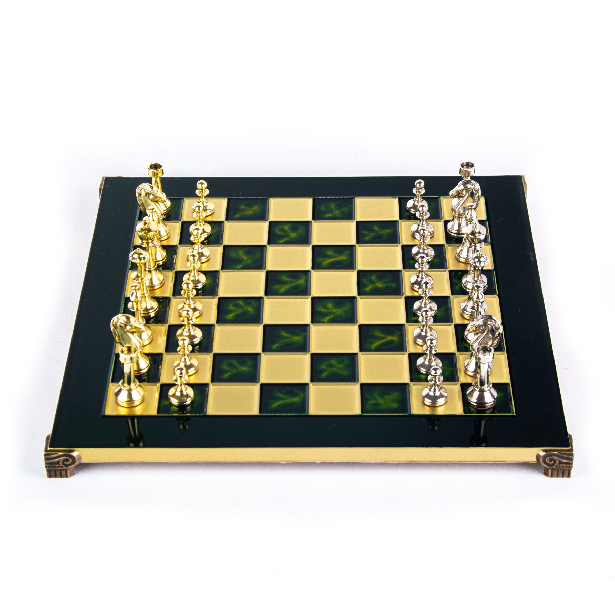 Handcrafted Classic Metal Staunton Chess Set with Gold and Silver Chessmen (Medium) - Premium Chess from MANOPOULOS Chess & Backgammon - Just €222! Shop now at MANOPOULOS Chess & Backgammon