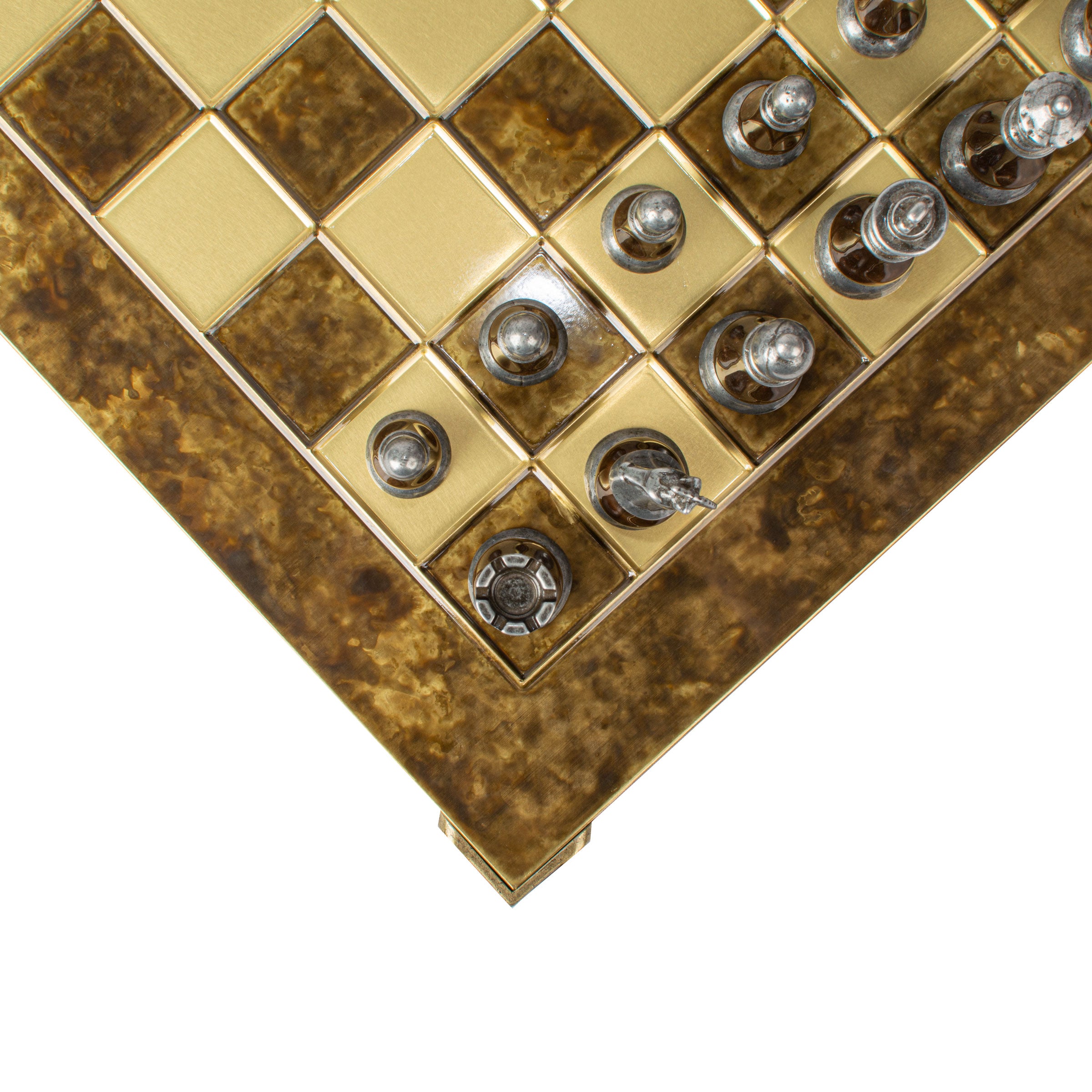 Handcrafted Classic Metal Staunton Chess Set with Pearl Elements,Brown & Ivory (Large) - Premium Chess from MANOPOULOS Chess & Backgammon - Just €417! Shop now at MANOPOULOS Chess & Backgammon