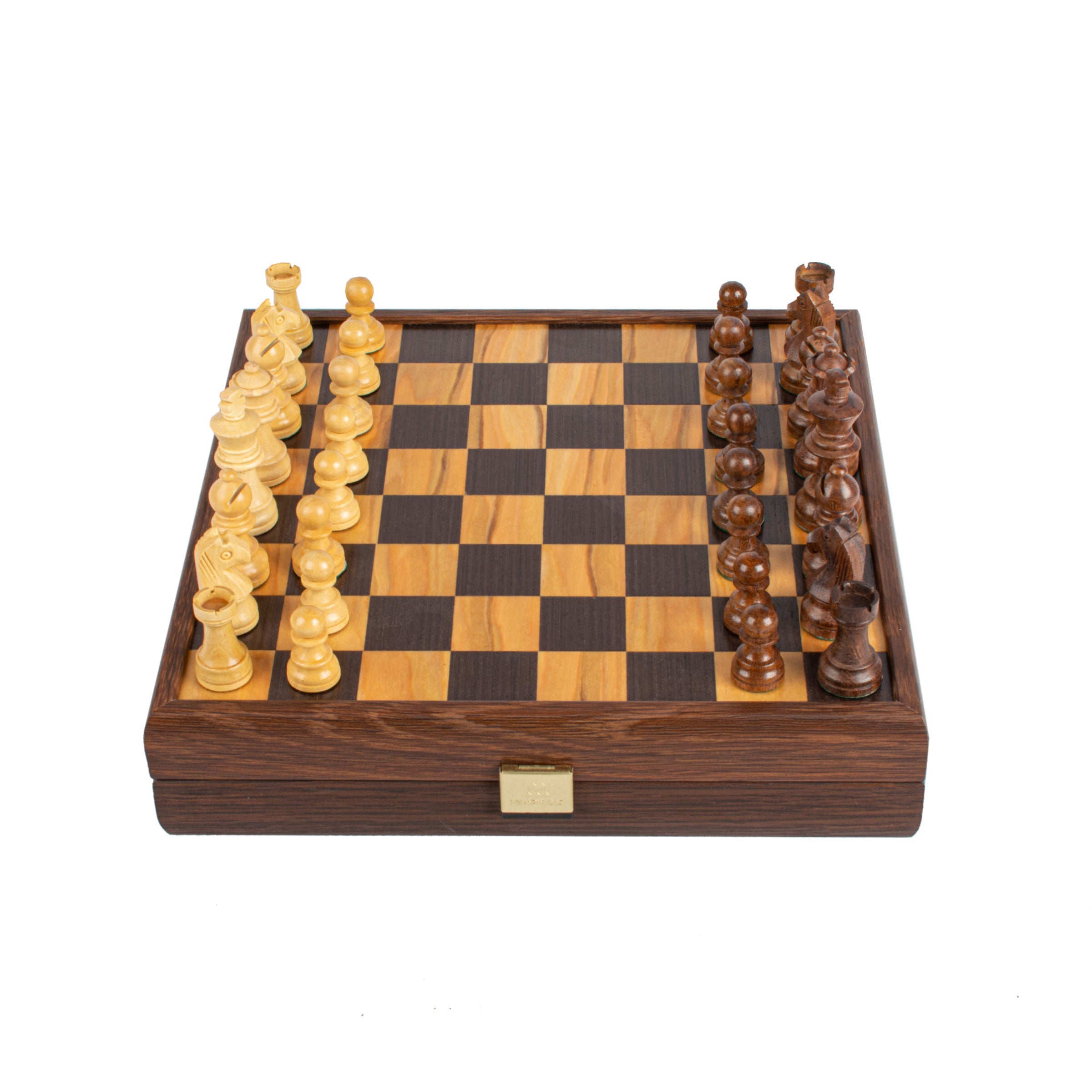Luxury Handcrafted Olive Burl Chess Set with Staunton Chessmen
