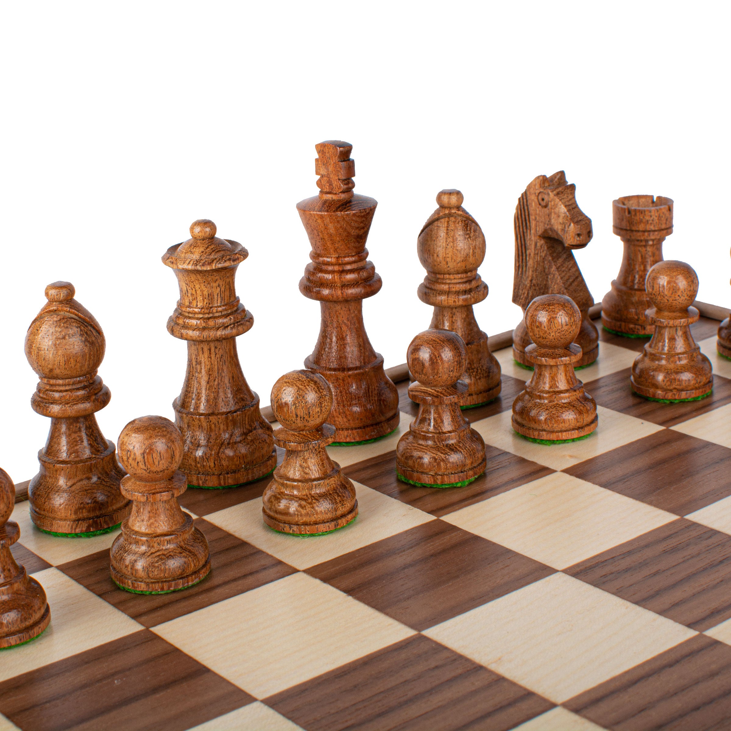 Handcrafted Walnut Chess Set | Weighted Staunton Pieces 7.6cm King