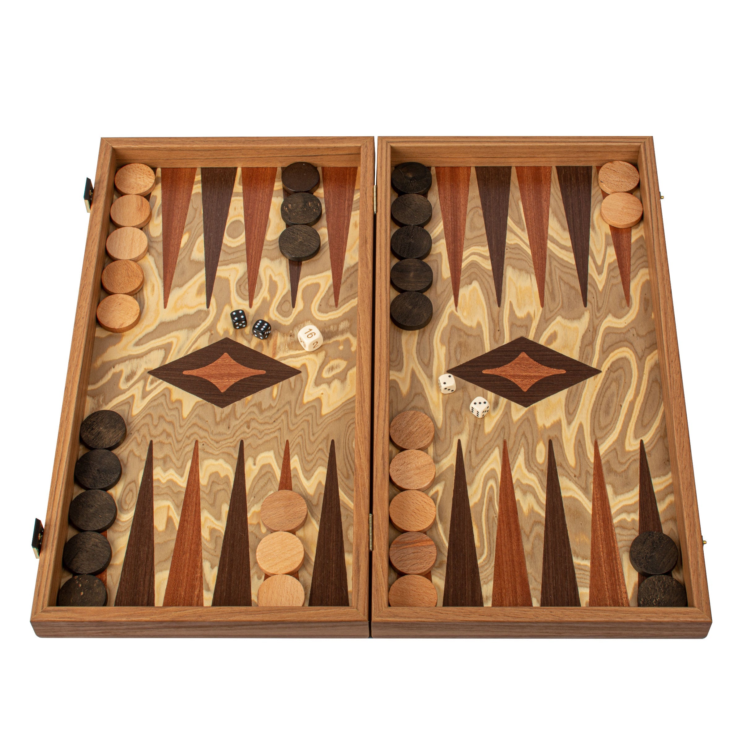 Premium Handcrafted Olive Burl Backgammon Set with Olive Wood