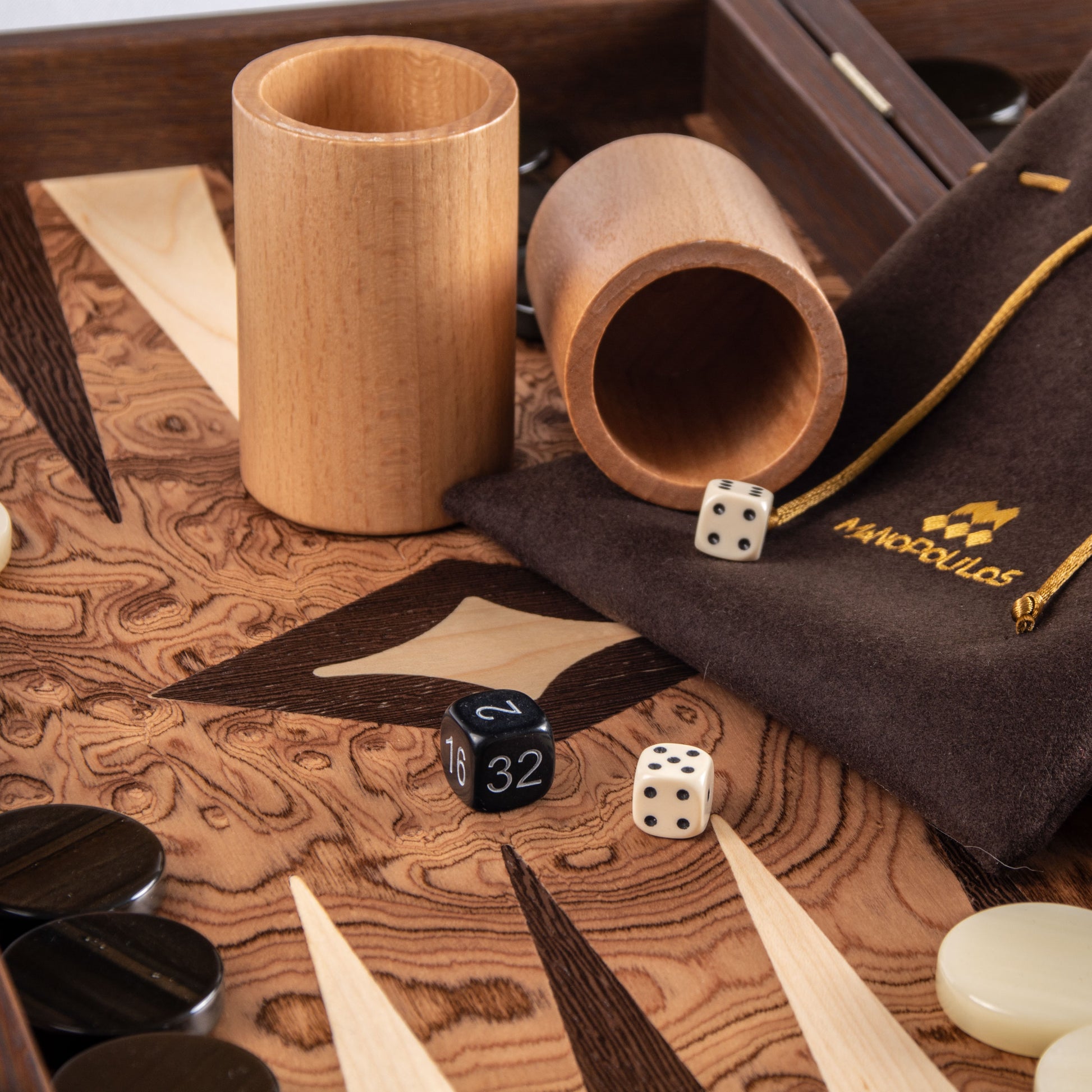 Handcrafted Premium Walnut Burl Backgammon Set - Premium Backgammon from MANOPOULOS Chess & Backgammon - Just €46! Shop now at MANOPOULOS Chess & Backgammon
