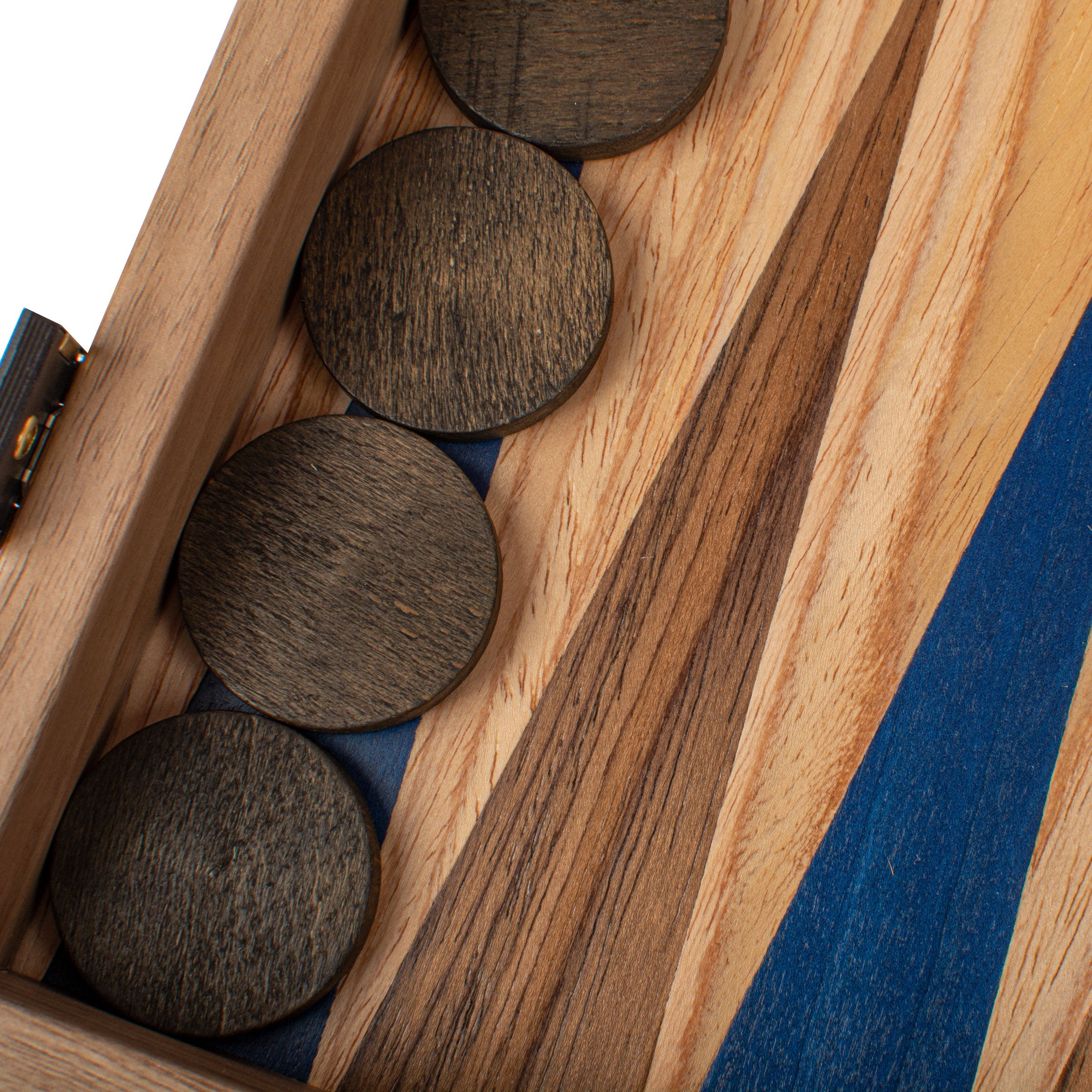 Handcrafted Oak/blue & American Walnut Backgammon Set - Elegant Marquetry Design - Premium Backgammon from MANOPOULOS Chess & Backgammon - Just €117! Shop now at MANOPOULOS Chess & Backgammon