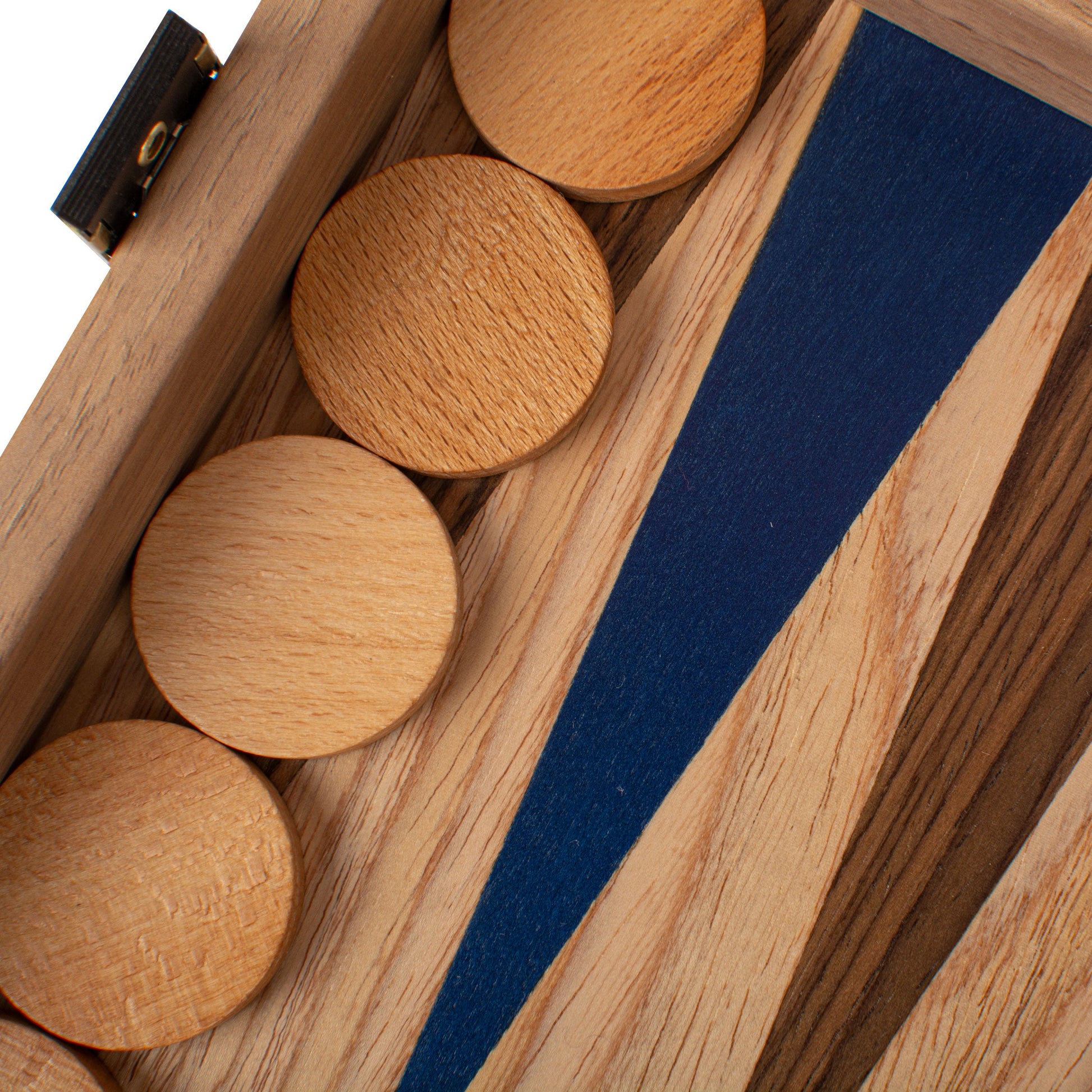 Handcrafted Oak/blue & American Walnut Backgammon Set - Elegant Marquetry Design - Premium Backgammon from MANOPOULOS Chess & Backgammon - Just €117! Shop now at MANOPOULOS Chess & Backgammon