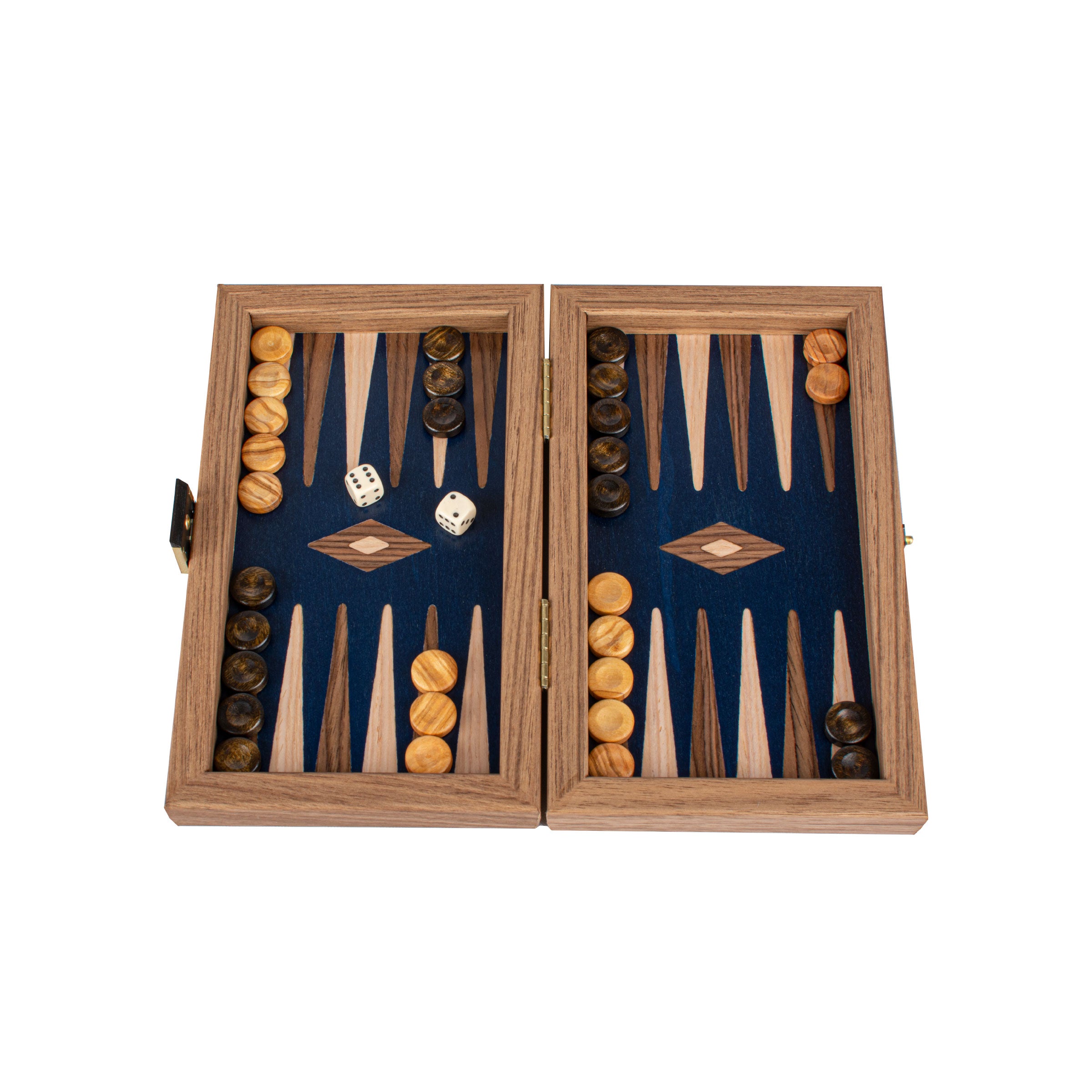 Handcrafted Walnut with Blue Oak Backgammon Set - Elegant Marquetry Design - Premium Backgammon from MANOPOULOS Chess & Backgammon - Just €47.90! Shop now at MANOPOULOS Chess & Backgammon