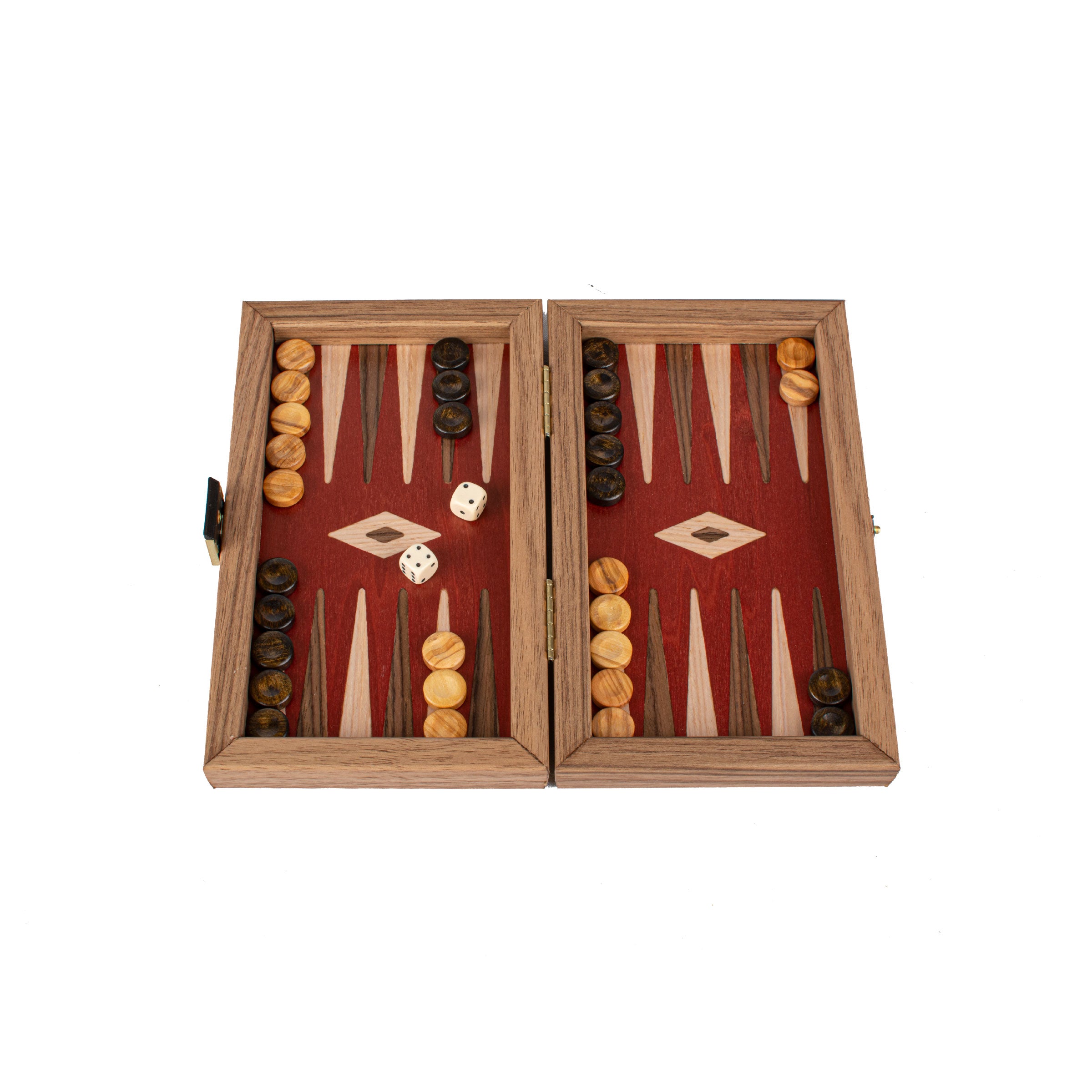 Handcrafted Walnut with Red Oak Backgammon Set - Walnut & Oak Points - Premium Backgammon from MANOPOULOS Chess & Backgammon - Just €47.90! Shop now at MANOPOULOS Chess & Backgammon