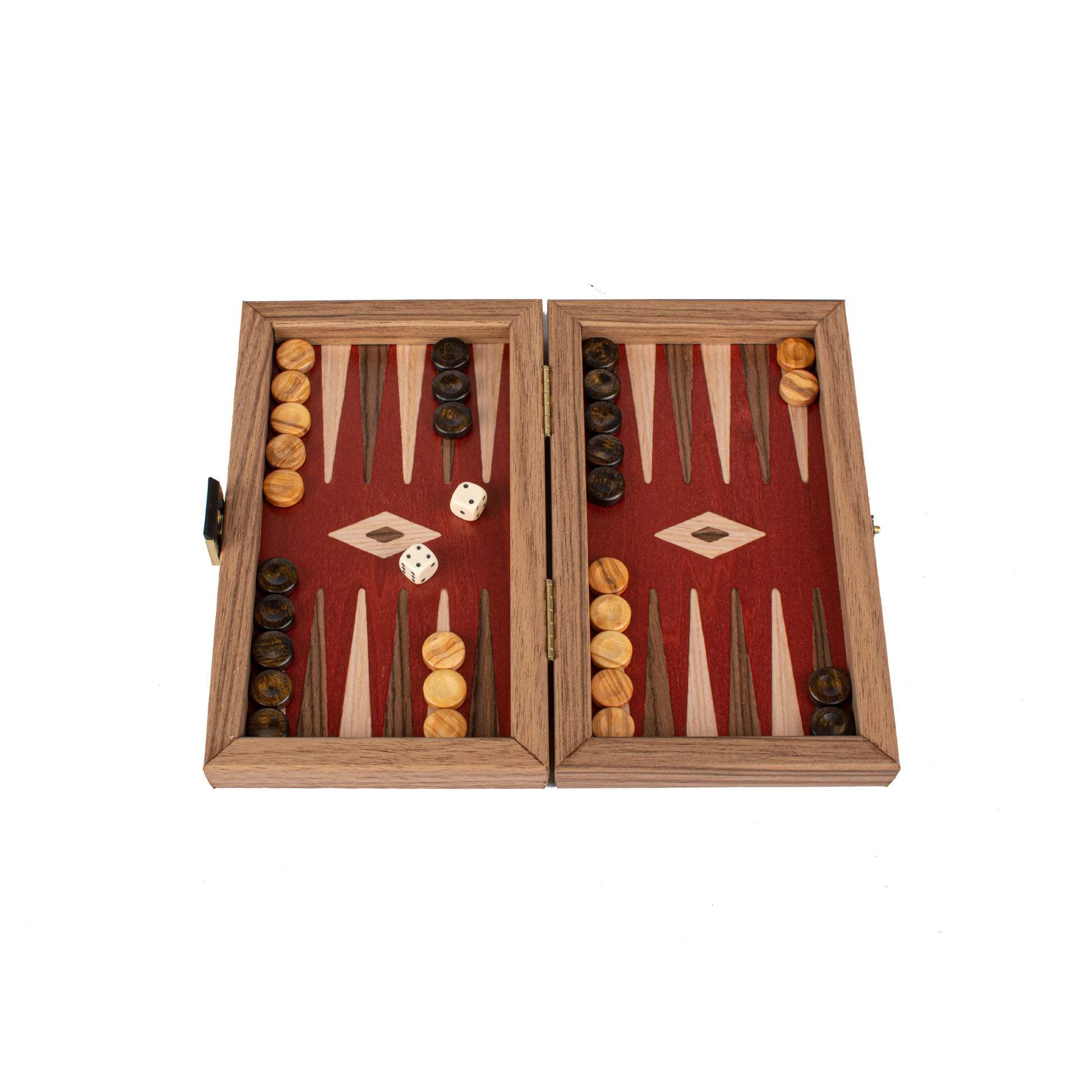 Handcrafted Walnut with Red Oak Backgammon Set - Elegant Marquetry Design - Premium Backgammon from MANOPOULOS Chess & Backgammon - Just €47.90! Shop now at MANOPOULOS Chess & Backgammon