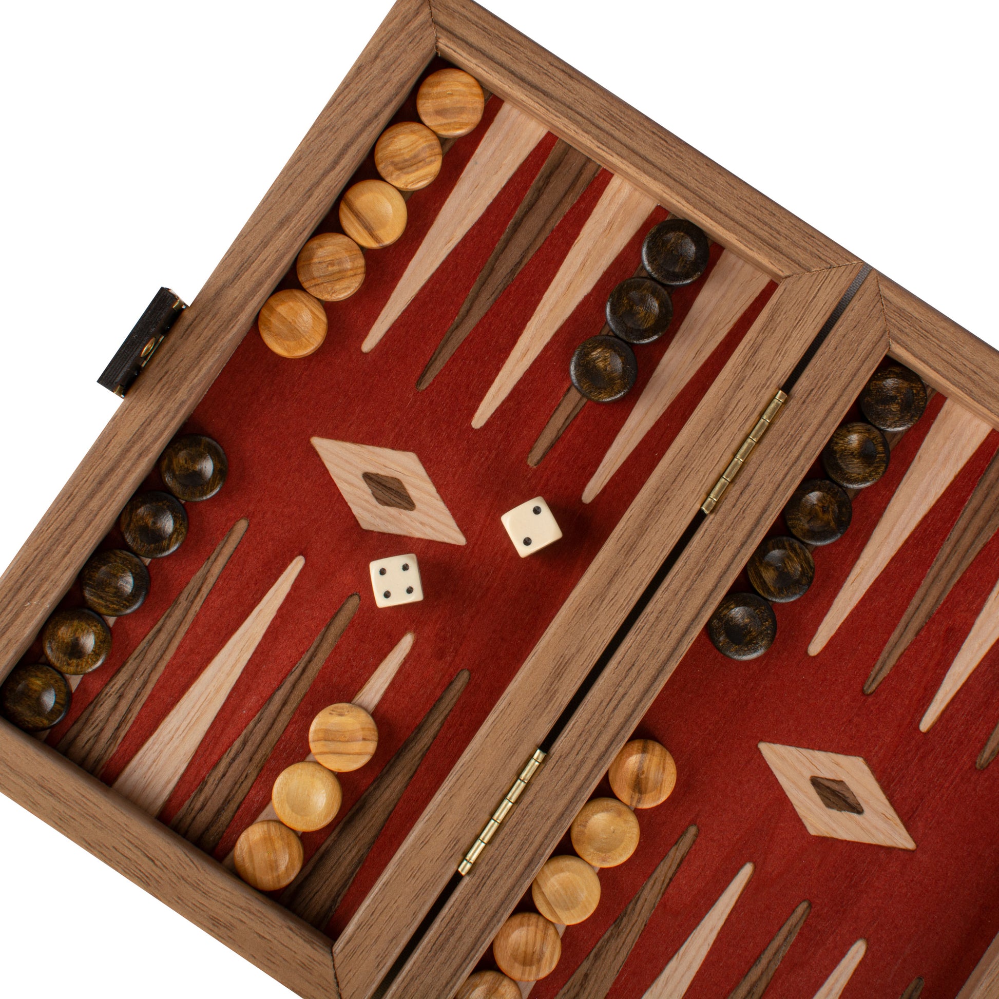 Handcrafted Walnut with Red Oak Backgammon Set - Walnut & Oak Points - Premium Backgammon from MANOPOULOS Chess & Backgammon - Just €47.90! Shop now at MANOPOULOS Chess & Backgammon