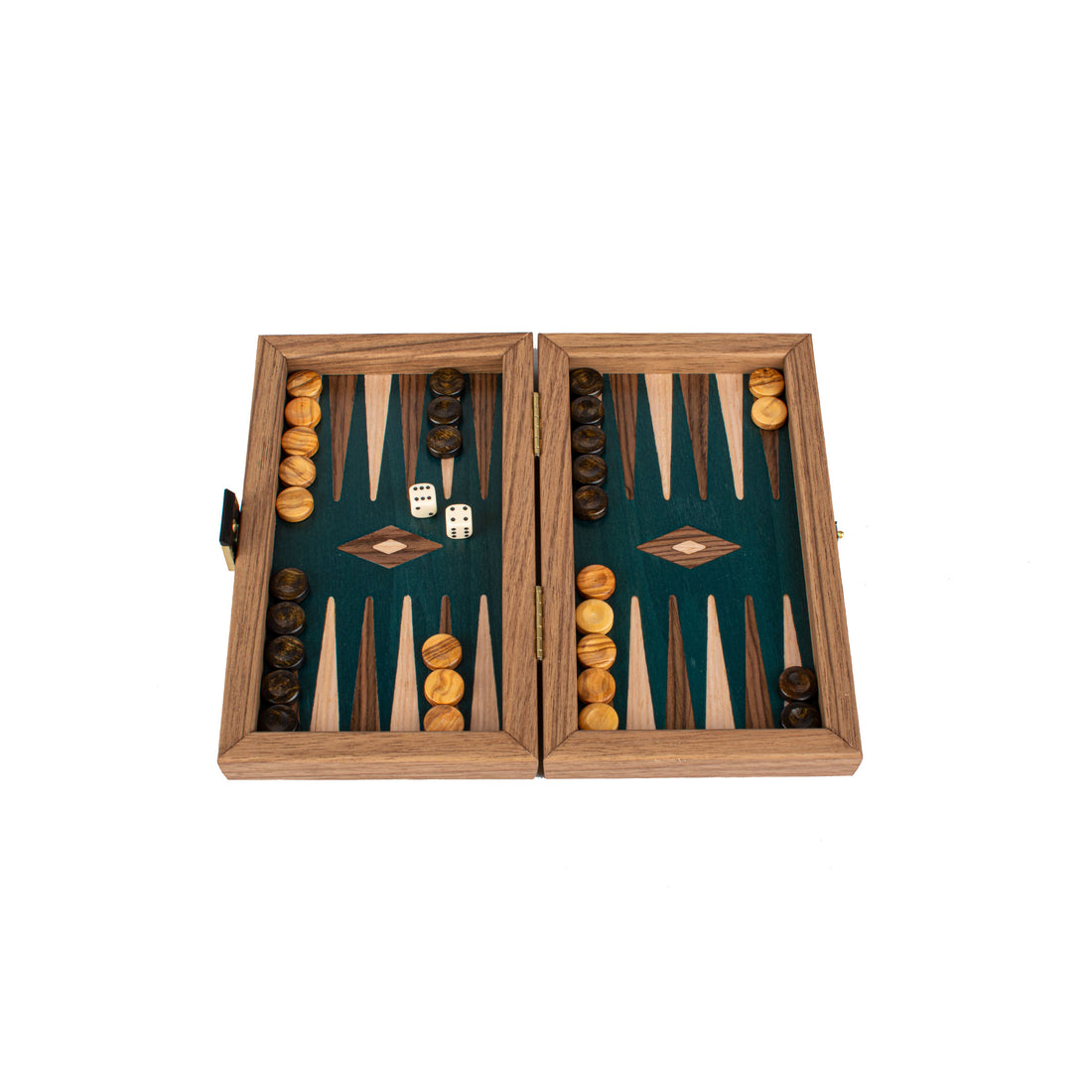 Handcrafted Walnut with Green Oak Backgammon Set - Elegant Marquetry Design - Premium Backgammon from MANOPOULOS Chess & Backgammon - Just €51! Shop now at MANOPOULOS Chess & Backgammon