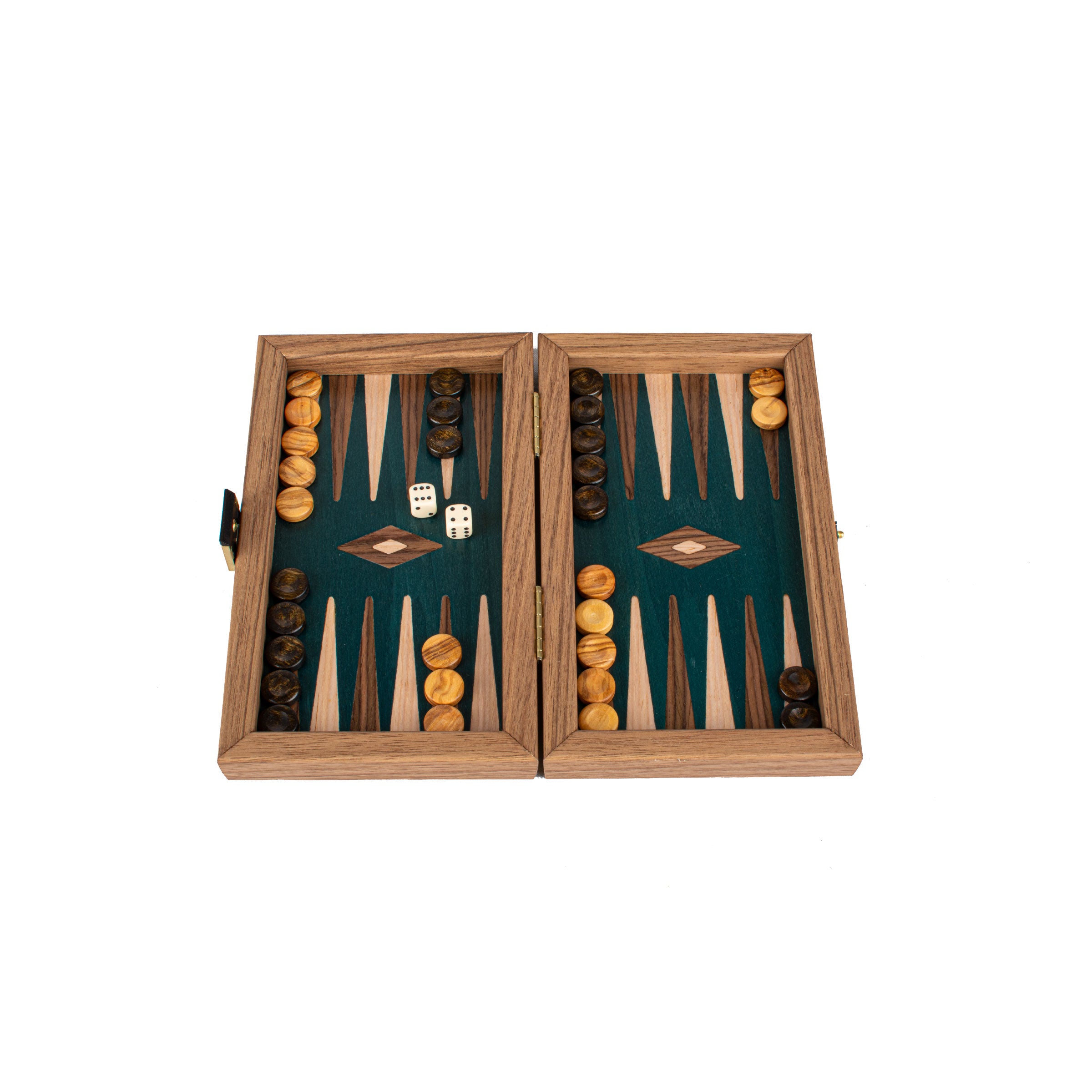 Handcrafted Walnut with Green Oak Backgammon Set - Elegant Marquetry Design - Premium Backgammon from MANOPOULOS Chess & Backgammon - Just €51! Shop now at MANOPOULOS Chess & Backgammon