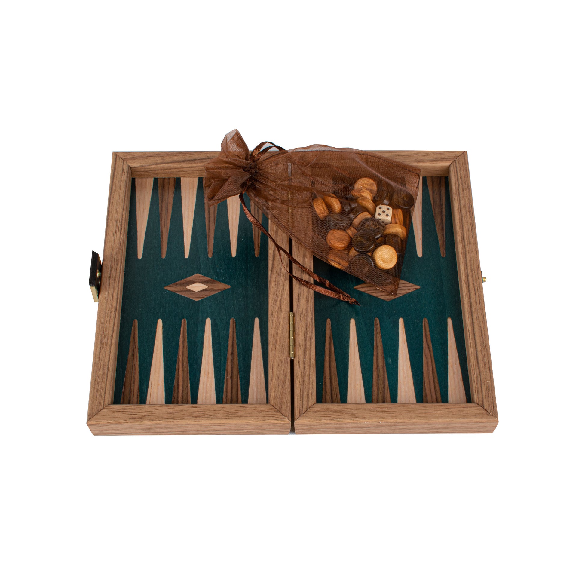 Handcrafted Walnut with Green Oak Backgammon Set - Elegant Marquetry Design - Premium Backgammon from MANOPOULOS Chess & Backgammon - Just €51! Shop now at MANOPOULOS Chess & Backgammon
