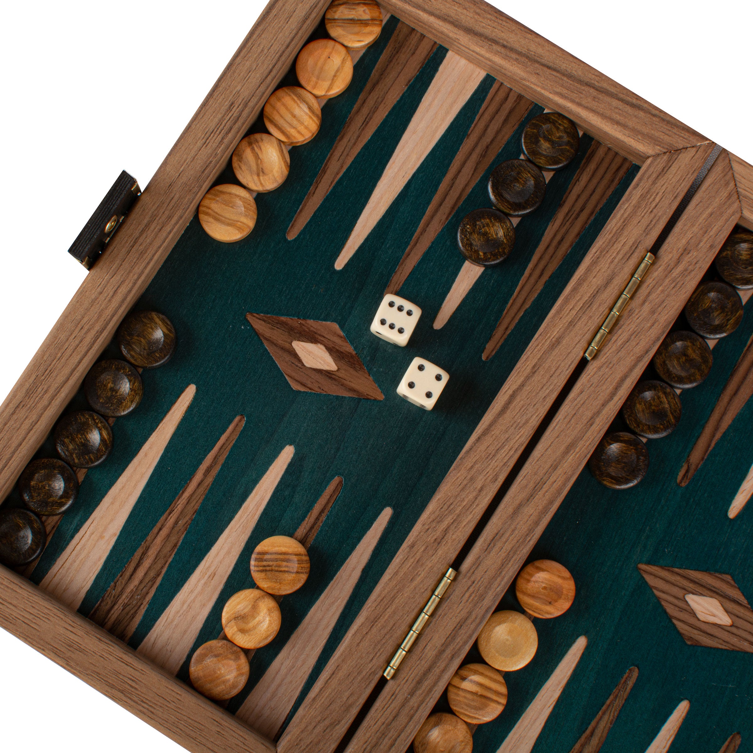 Handcrafted Walnut with Green Oak Backgammon Set - Elegant Marquetry Design - Premium Backgammon from MANOPOULOS Chess & Backgammon - Just €51! Shop now at MANOPOULOS Chess & Backgammon