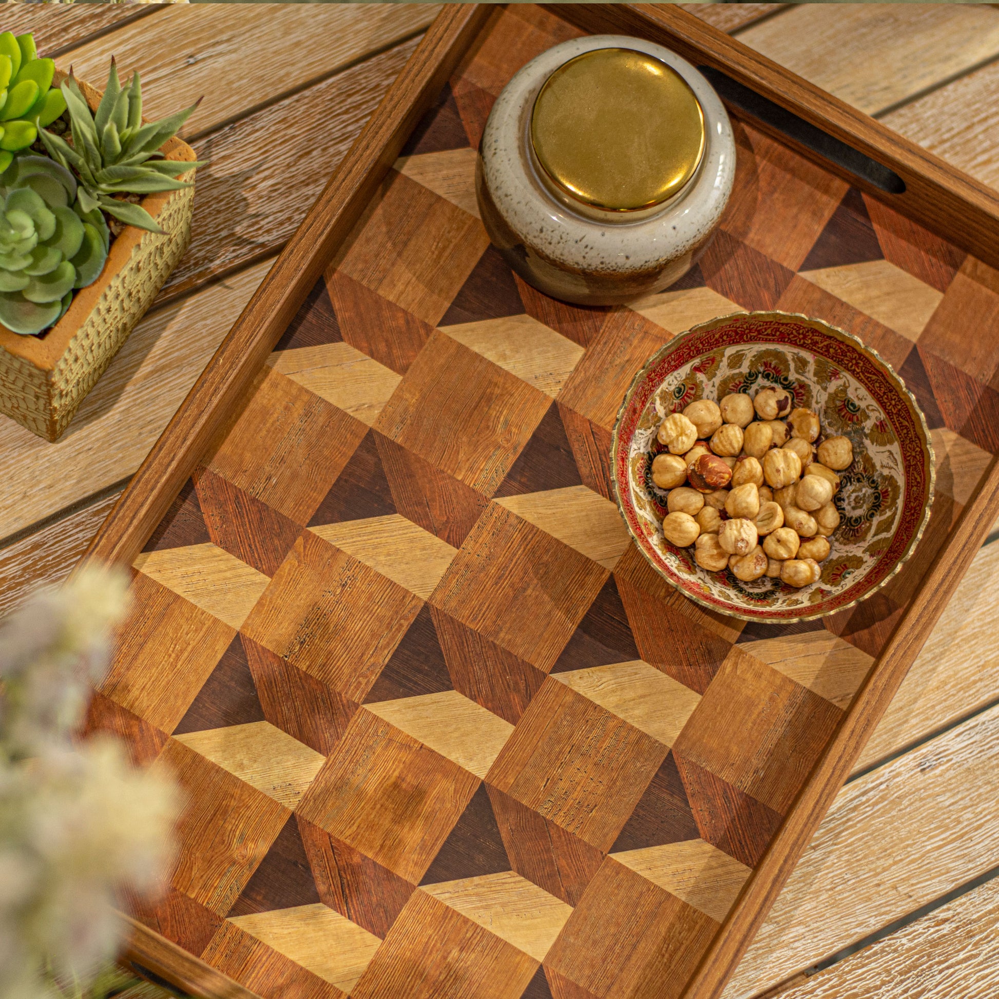 Wood Motif Style Wooden Tray - Handcrafted Decorative Design - Premium Decorative Objects from MANOPOULOS Chess & Backgammon - Just €31! Shop now at MANOPOULOS Chess & Backgammon