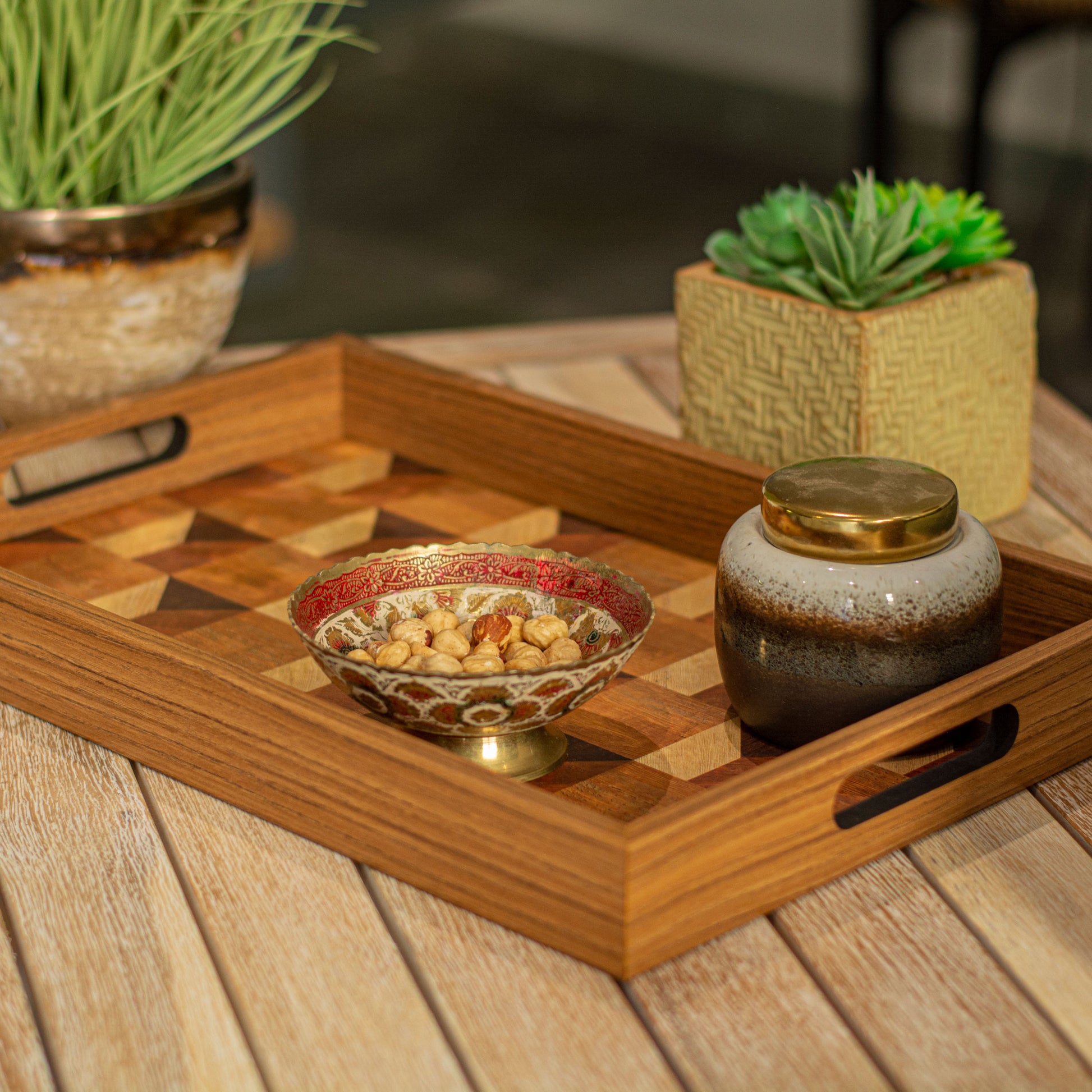Wood Motif Style Wooden Tray - Handcrafted Decorative Design - Premium Decorative Objects from MANOPOULOS Chess & Backgammon - Just €31! Shop now at MANOPOULOS Chess & Backgammon