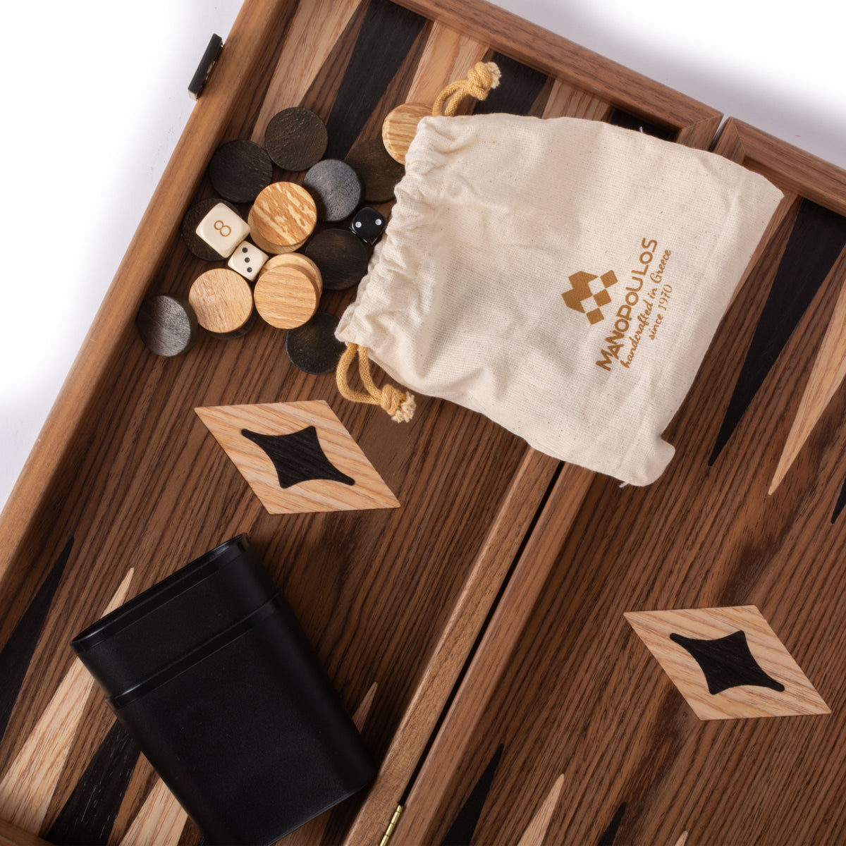 Handgefertigtes 3-in-1-Schach-, Backgammon- und Dame-Set aus Walnussholz – elegantes Intarsien-Design