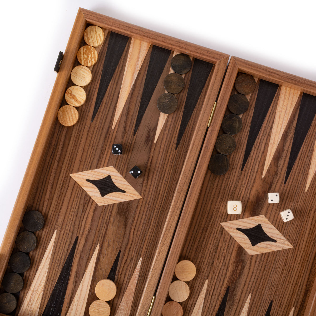 Handgefertigtes 3-in-1-Schach-, Backgammon- und Dame-Set aus Walnussholz – elegantes Intarsien-Design
