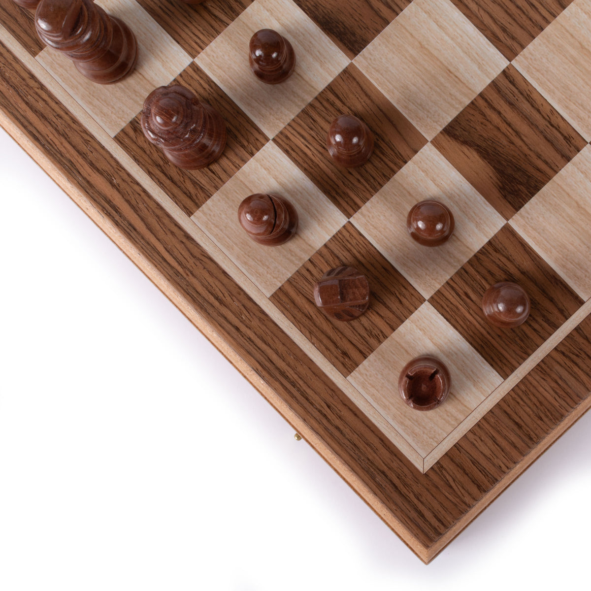 Handgefertigtes 3-in-1-Schach-, Backgammon- und Dame-Set aus Walnussholz – elegantes Intarsien-Design