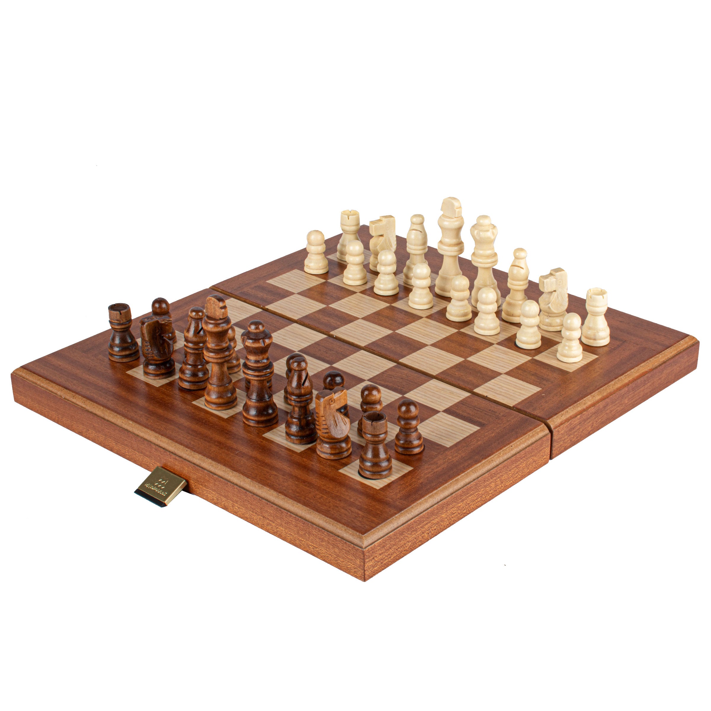 Handcrafted Mahogany 3-in-1 Chess, Backgammon, and Checkers Set - Elegant Marquetry Design - Premium Backgammon from MANOPOULOS Chess & Backgammon - Just €85! Shop now at MANOPOULOS Chess & Backgammon