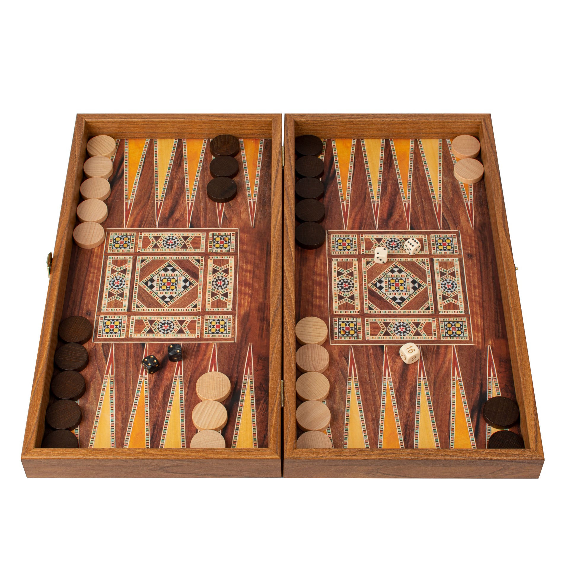 Handcrafted Mosaic Traditional Style Backgammon Set - Classic Design and Quality Materials - Premium Backgammon from MANOPOULOS Chess & Backgammon - Just €31! Shop now at MANOPOULOS Chess & Backgammon