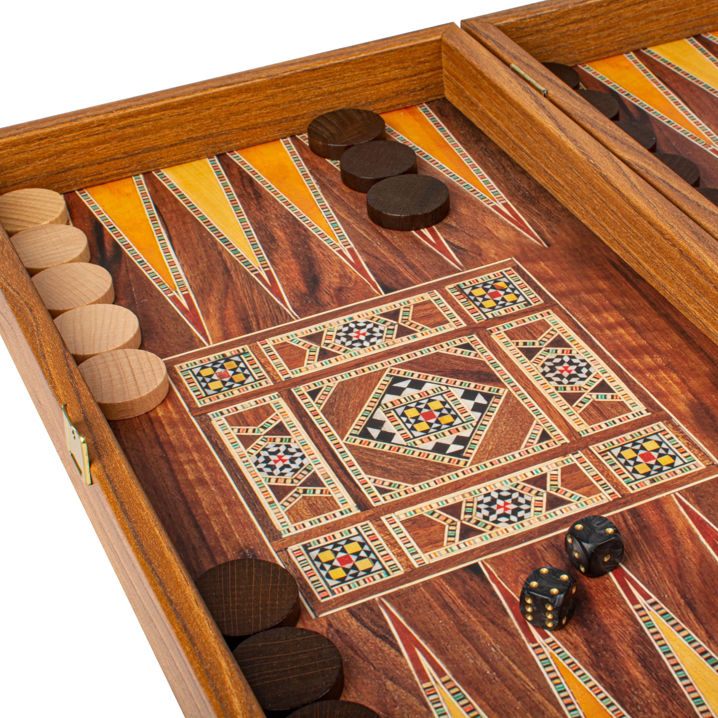 Handcrafted Mosaic Traditional Style Backgammon Set - Classic Design and Quality Materials - Premium Backgammon from MANOPOULOS Chess & Backgammon - Just €29! Shop now at MANOPOULOS Chess & Backgammon