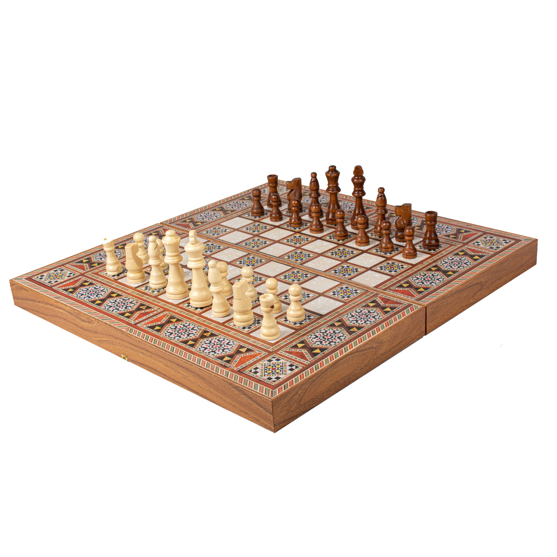 Handcrafted Mosaic Traditional Style Backgammon Set - Classic Design and Quality Materials - Premium Backgammon from MANOPOULOS Chess & Backgammon - Just €29! Shop now at MANOPOULOS Chess & Backgammon