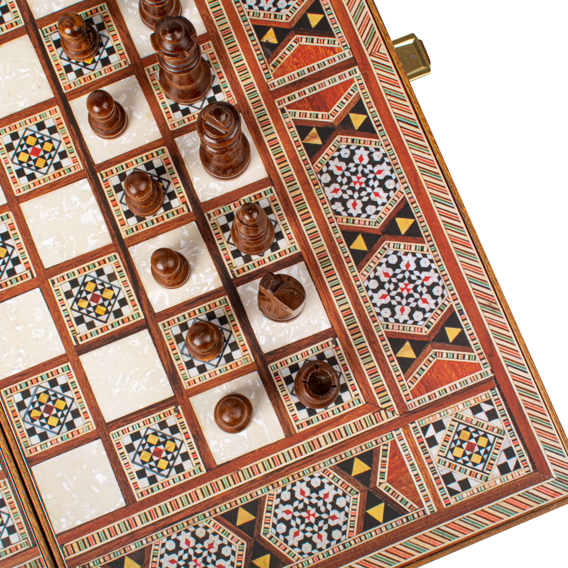 Handcrafted Mosaic Traditional Style Backgammon Set - Classic Design and Quality Materials - Premium Backgammon from MANOPOULOS Chess & Backgammon - Just €31! Shop now at MANOPOULOS Chess & Backgammon