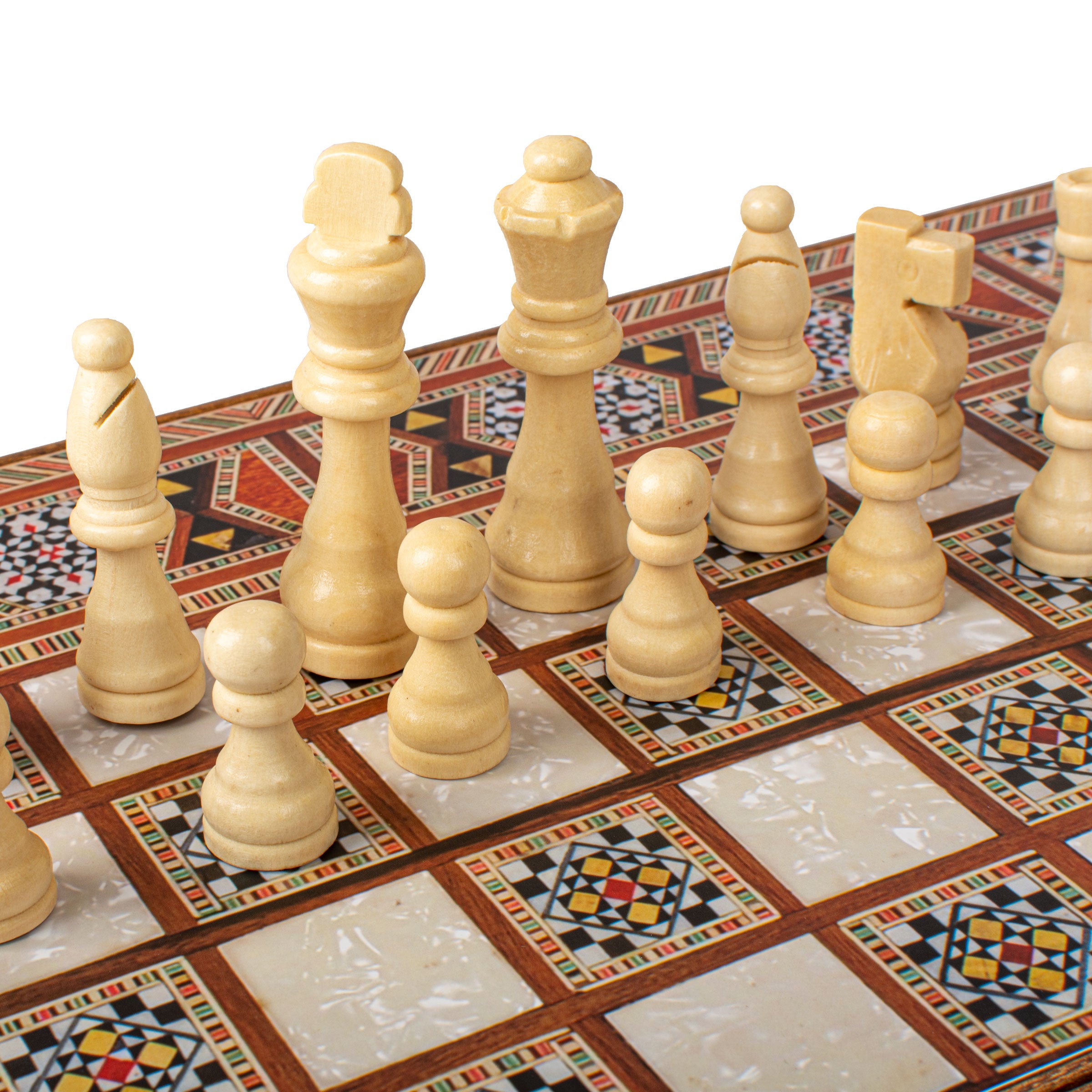 Handcrafted Mosaic Traditional Style Backgammon Set - Classic Design and Quality Materials - Premium Backgammon from MANOPOULOS Chess & Backgammon - Just €29! Shop now at MANOPOULOS Chess & Backgammon