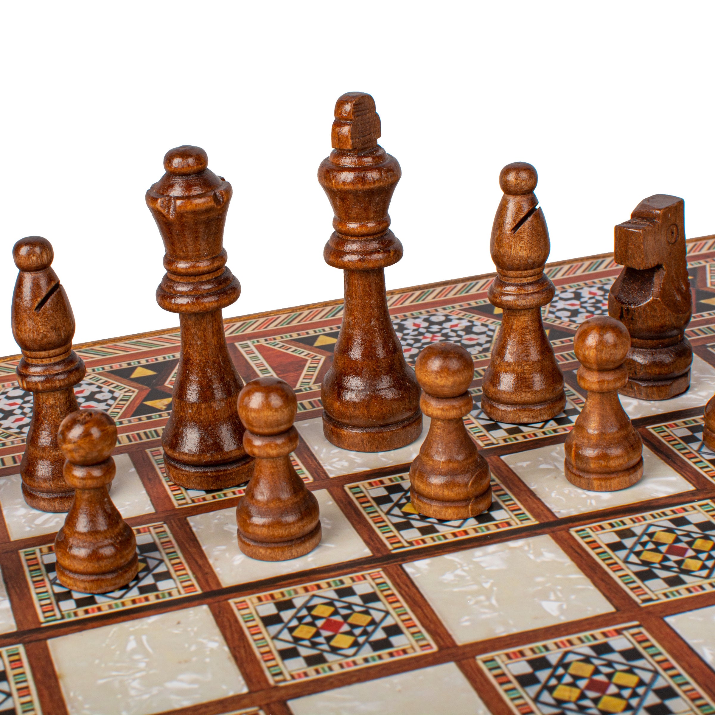 Handcrafted Mosaic Traditional Style Backgammon Set - Classic Design and Quality Materials - Premium Backgammon from MANOPOULOS Chess & Backgammon - Just €29! Shop now at MANOPOULOS Chess & Backgammon