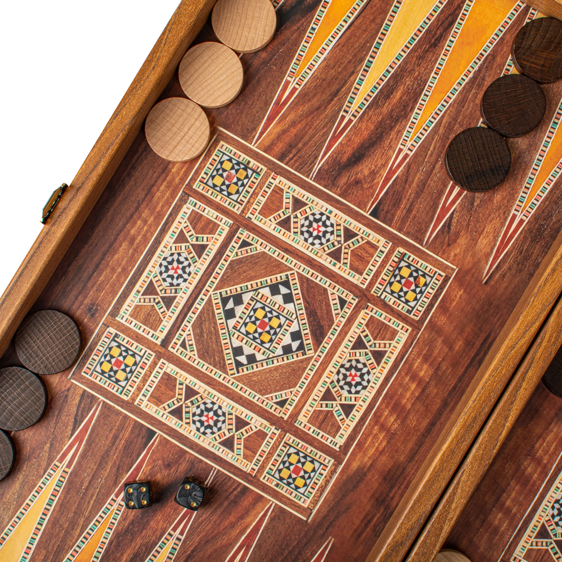 Handcrafted Mosaic Traditional Style Backgammon Set - Classic Design and Quality Materials - Premium Backgammon from MANOPOULOS Chess & Backgammon - Just €31! Shop now at MANOPOULOS Chess & Backgammon