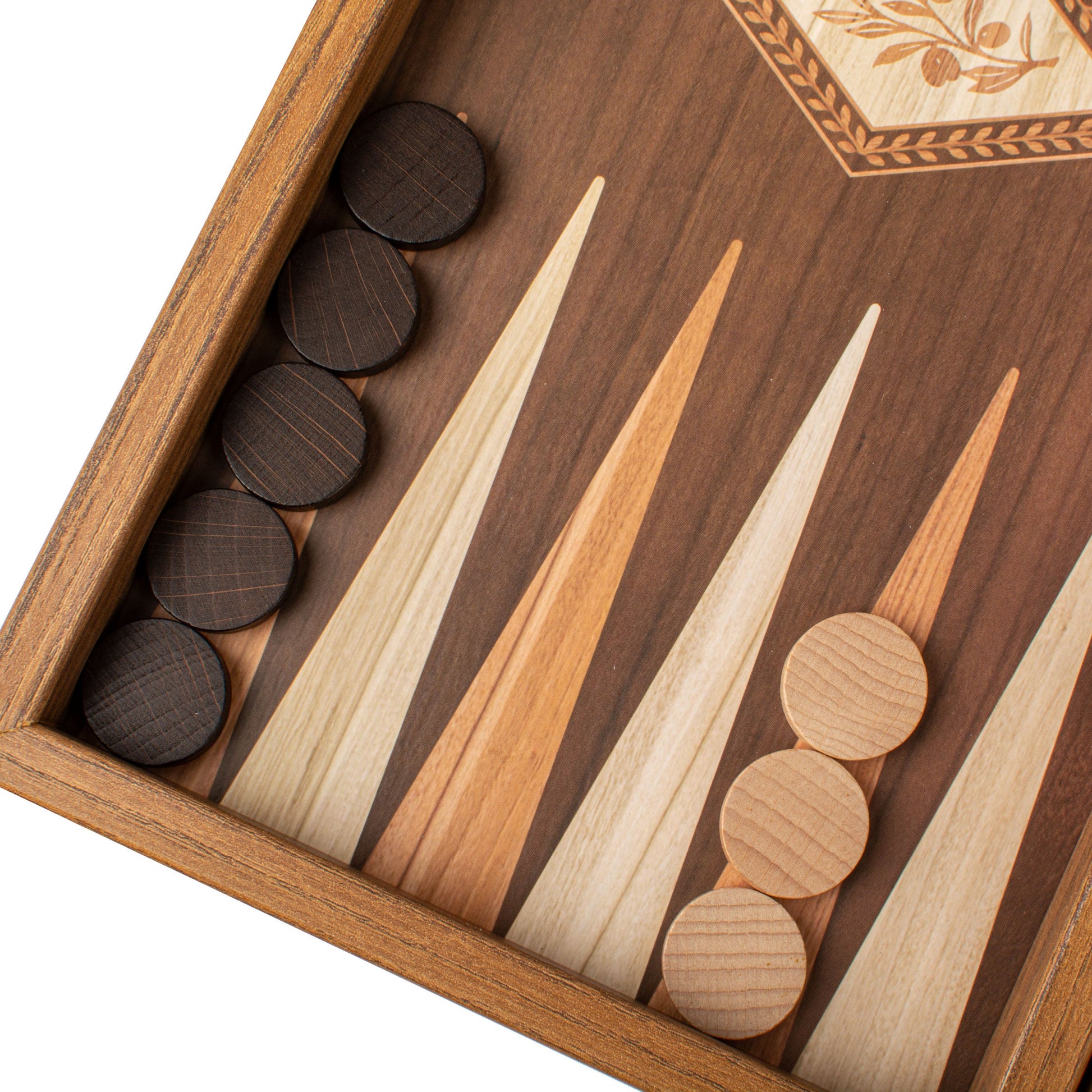 Handcrafted Olive Branch Design Backgammon Set - Classic Design and Quality Materials - Premium Backgammon from MANOPOULOS Chess & Backgammon - Just €31! Shop now at MANOPOULOS Chess & Backgammon