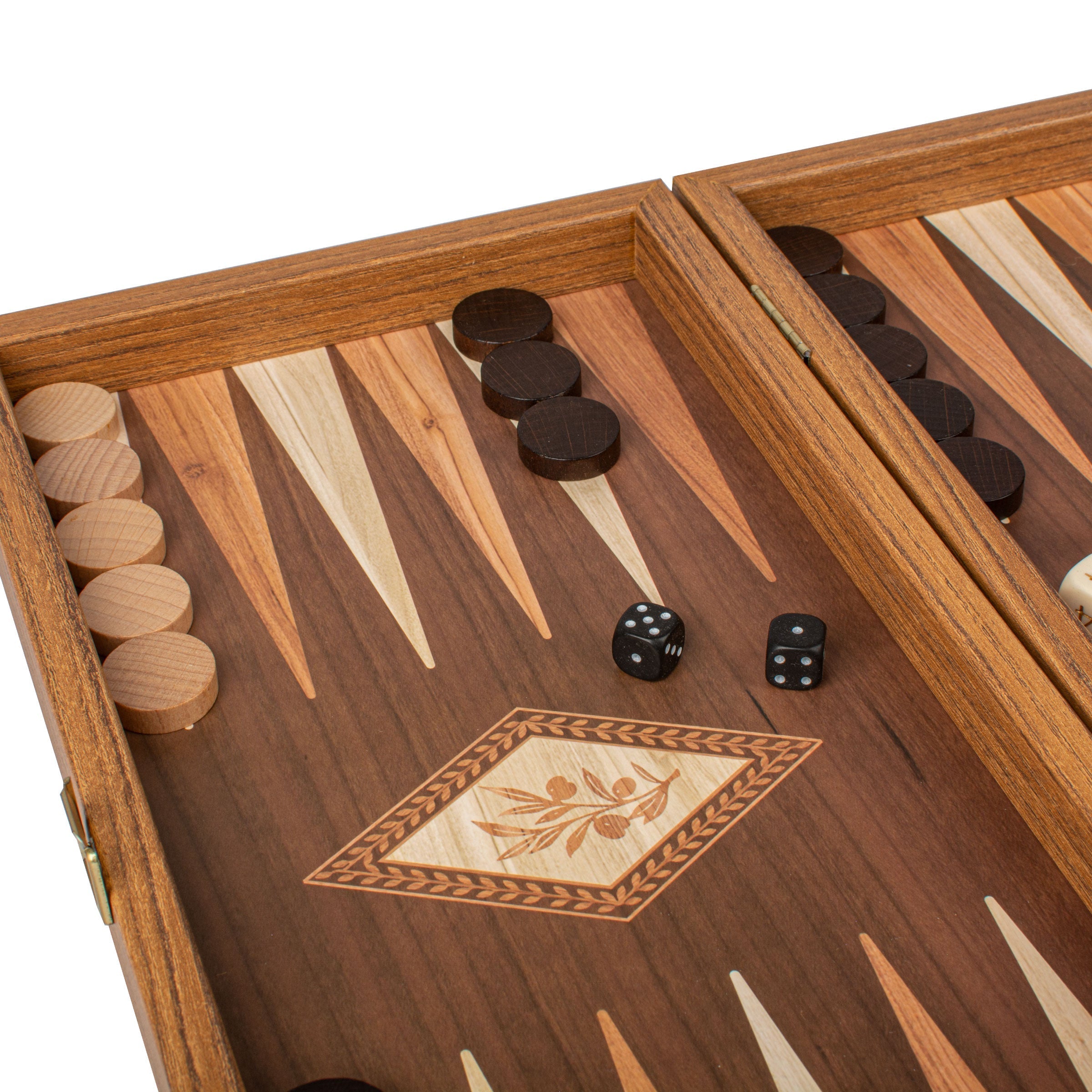 Handcrafted Olive Branch Design Backgammon Set - Classic Design and Quality Materials - Premium Backgammon from MANOPOULOS Chess & Backgammon - Just €31! Shop now at MANOPOULOS Chess & Backgammon
