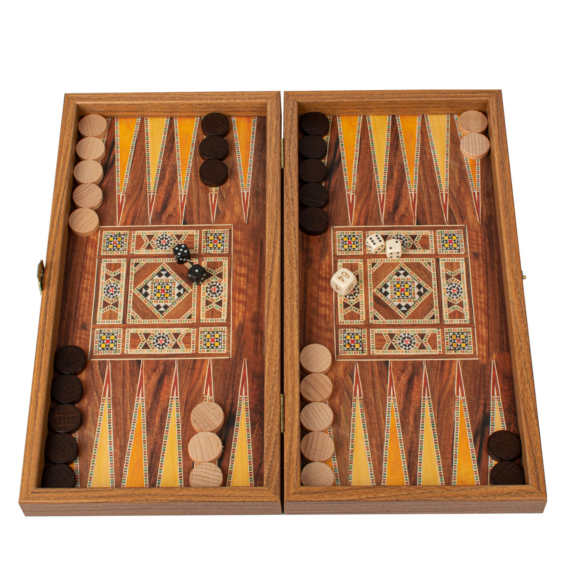 Handcrafted Mosaic Traditional Style Backgammon Set - Classic Design and Quality Materials - Premium Backgammon from MANOPOULOS Chess & Backgammon - Just €29! Shop now at MANOPOULOS Chess & Backgammon