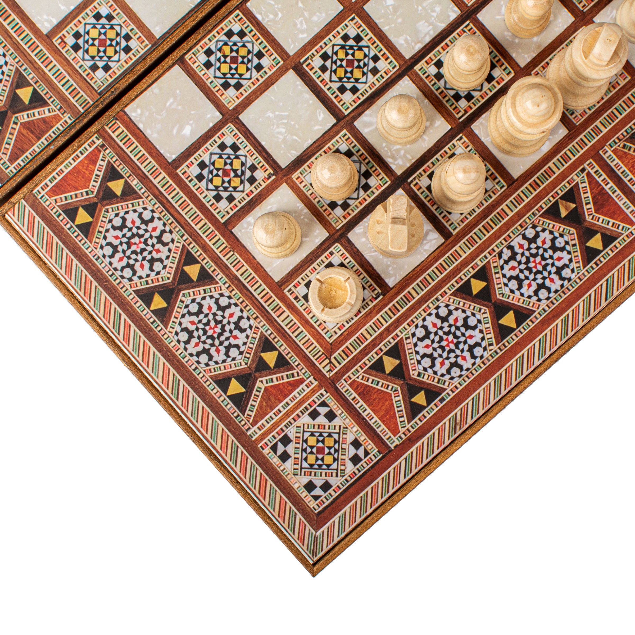 Handcrafted Mosaic Traditional Style Backgammon Set - Classic Design and Quality Materials - Premium Backgammon from MANOPOULOS Chess & Backgammon - Just €29! Shop now at MANOPOULOS Chess & Backgammon