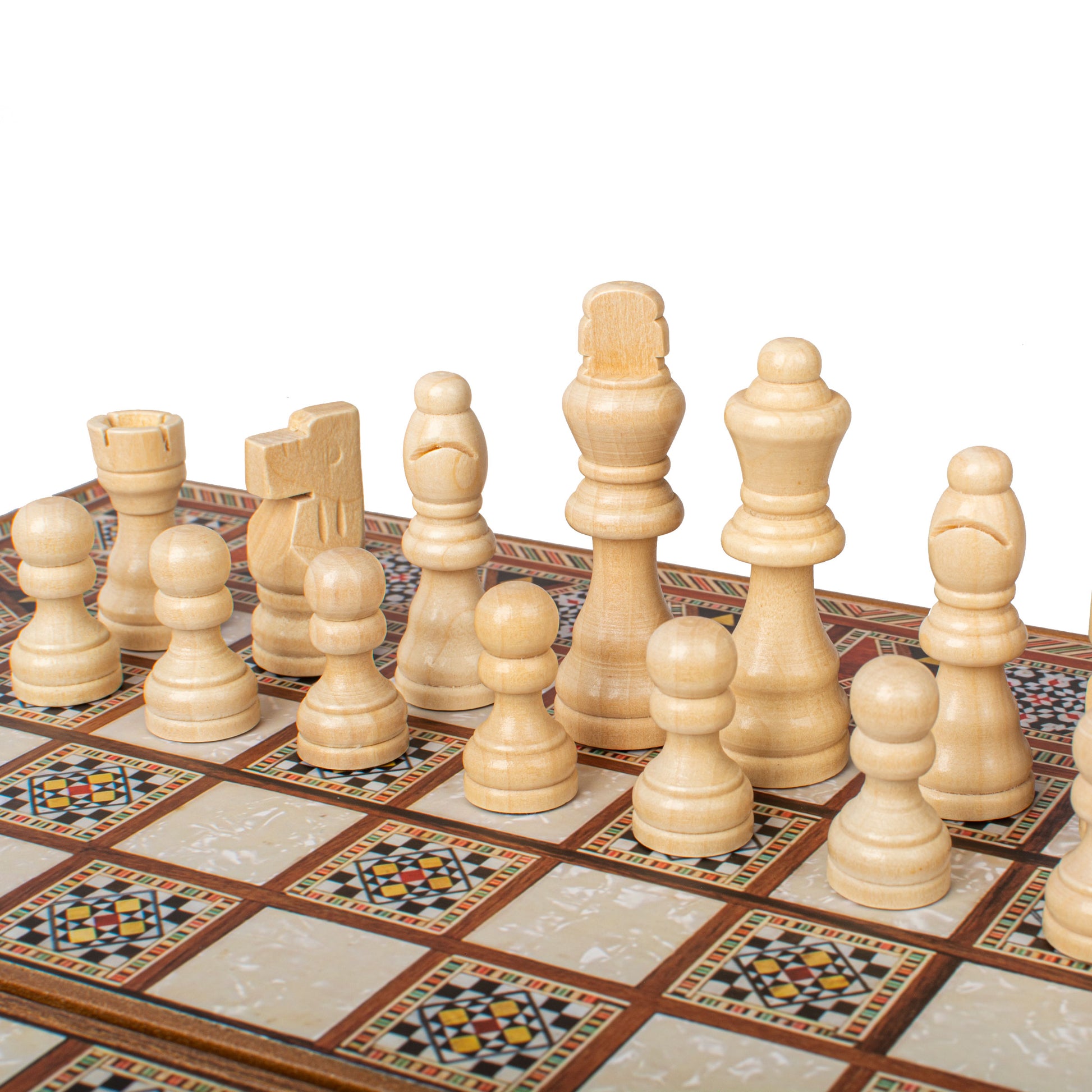 Handcrafted Mosaic Traditional Style Backgammon Set - Classic Design and Quality Materials - Premium Backgammon from MANOPOULOS Chess & Backgammon - Just €31! Shop now at MANOPOULOS Chess & Backgammon