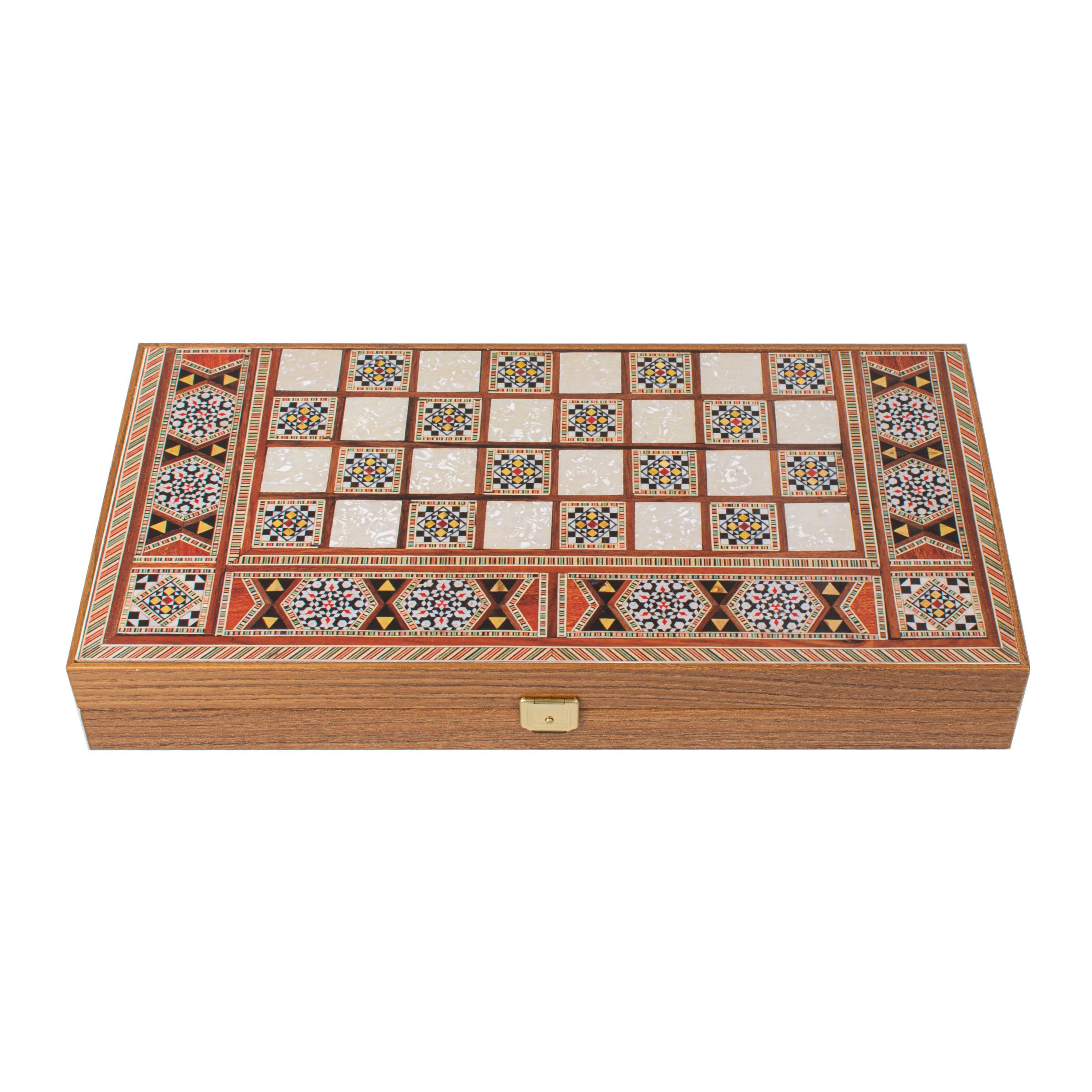 Handcrafted Mosaic Traditional Style Backgammon Set - Classic Design and Quality Materials - Premium Backgammon from MANOPOULOS Chess & Backgammon - Just €29! Shop now at MANOPOULOS Chess & Backgammon
